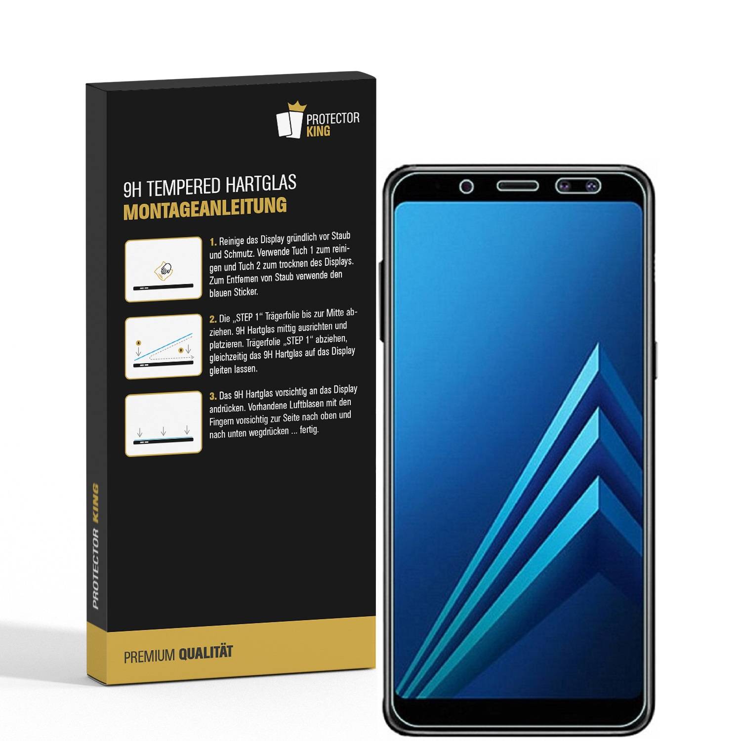 1x 9H Hartglas für Samsung Galaxy A5 2018 FULL Displayschutz Panzerfolie KLAR Panzerglas Schutzglas Schutzfolie