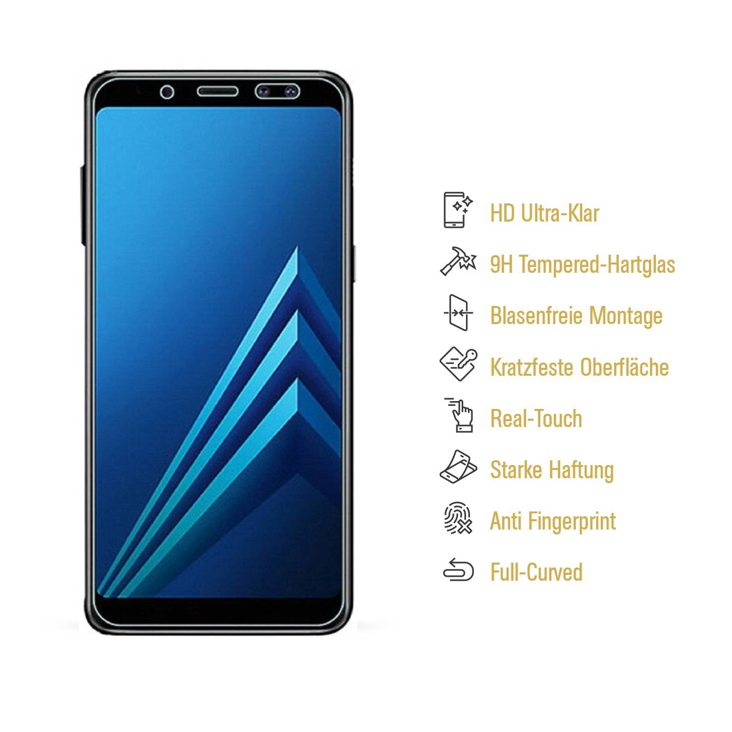 4x 9H Hartglas für Samsung Galaxy A5 2018 FULL Displayschutz Panzerfolie KLAR Panzerglas Schutzglas Schutzfolie