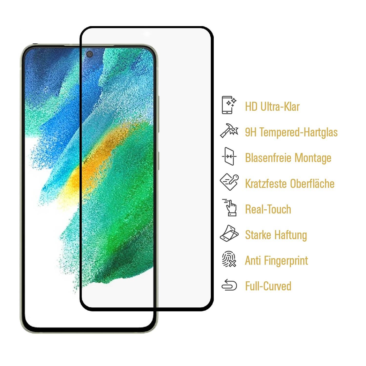 4x 9H Panzerglas für Samsung Galaxy S21 FE Full-Screen Protector HD klar Displayschutz Schutzglas Tempered Hartglas