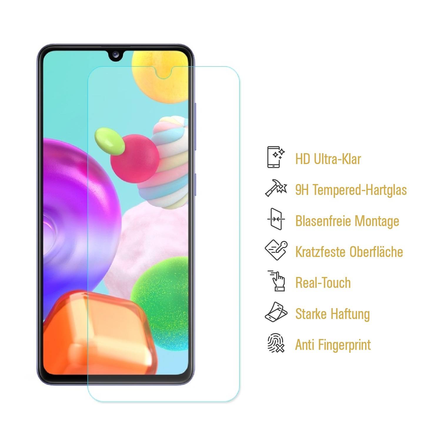 4x 9H Panzerglas für Samsung Galaxy A41 Displayschutz Schutzglas Panzerfolie Schutzfolie Hartglas Displayglas Tempered Glasfolie Sicherheitsglas