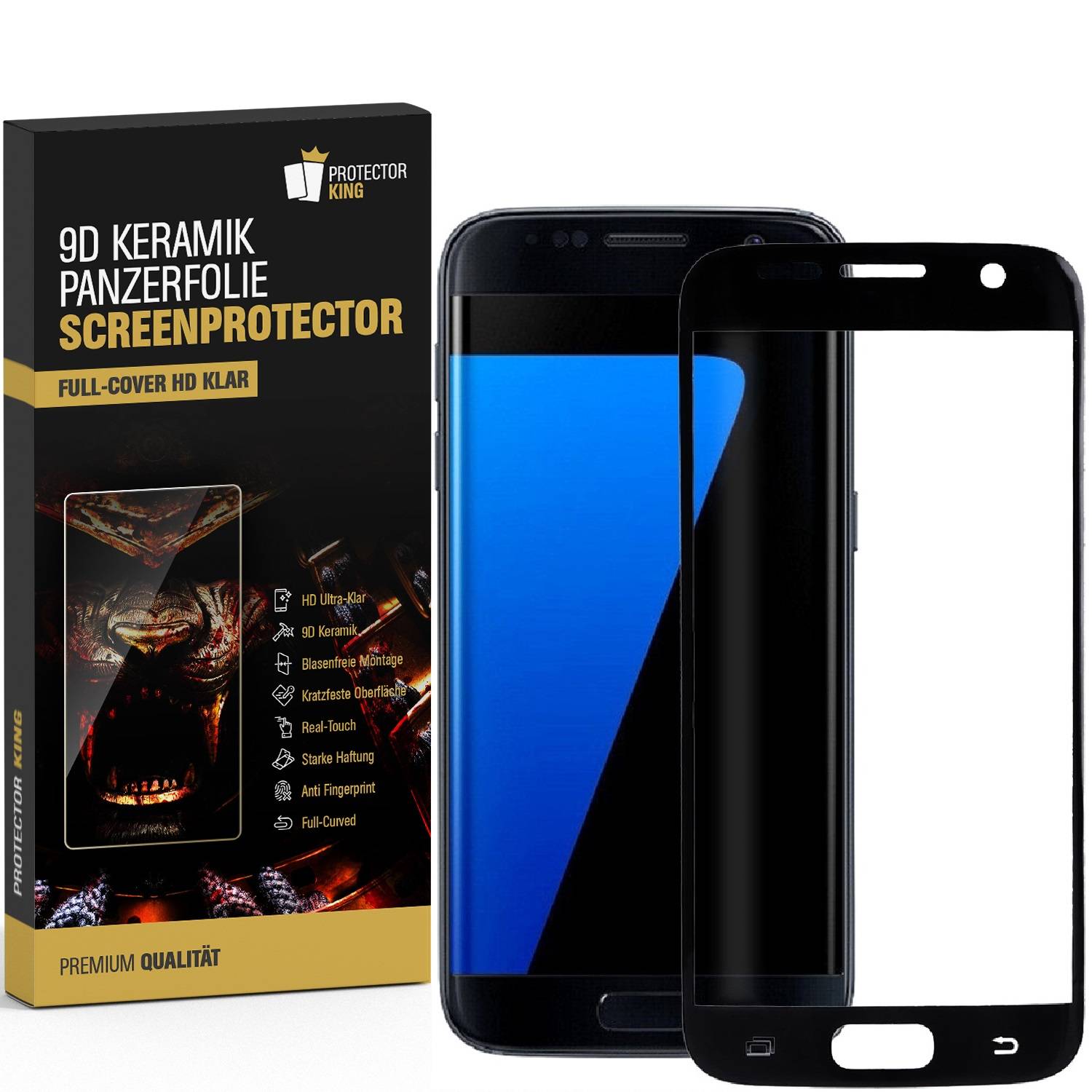 3x 9D Keramik-Glass für Samsung Galaxy S6 Edge FULL COVER 3D KLAR Panzerfolie Displayschutz Schutzfolie Ceramic Screen-Protector