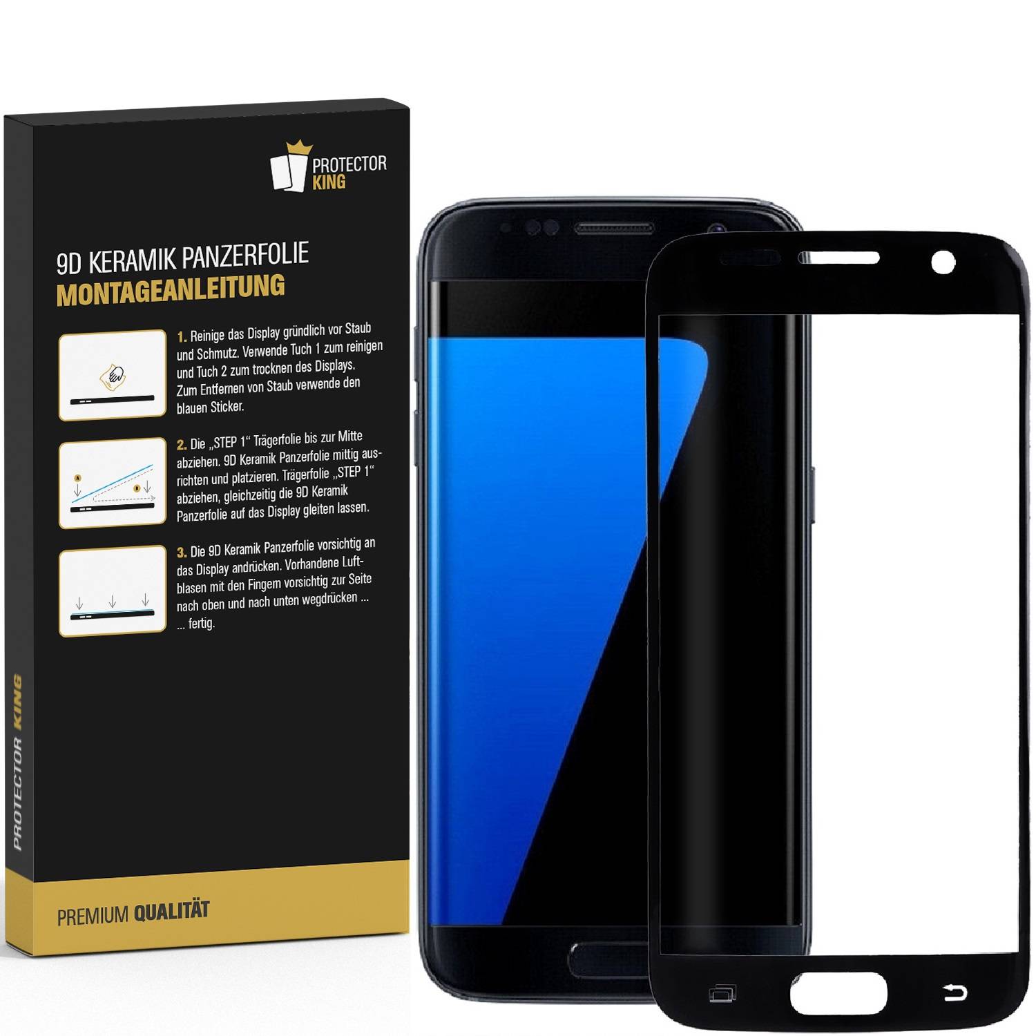 3x 9D Keramik-Glass für Samsung Galaxy S6 Edge FULL COVER 3D KLAR Panzerfolie Displayschutz Schutzfolie Ceramic Screen-Protector