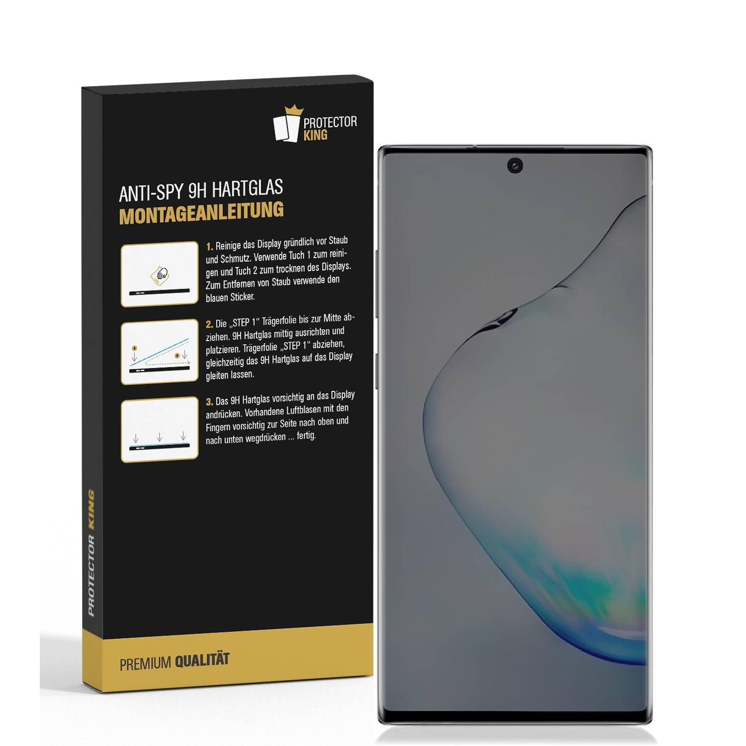 2x Blickschutz 9H Panzerglas für Samsung Galaxy Note 10 Plus Anti-Spy Privacy Displayschutz Panzerfolie Schutzfolie echtes Tempered Glass Schutzglas