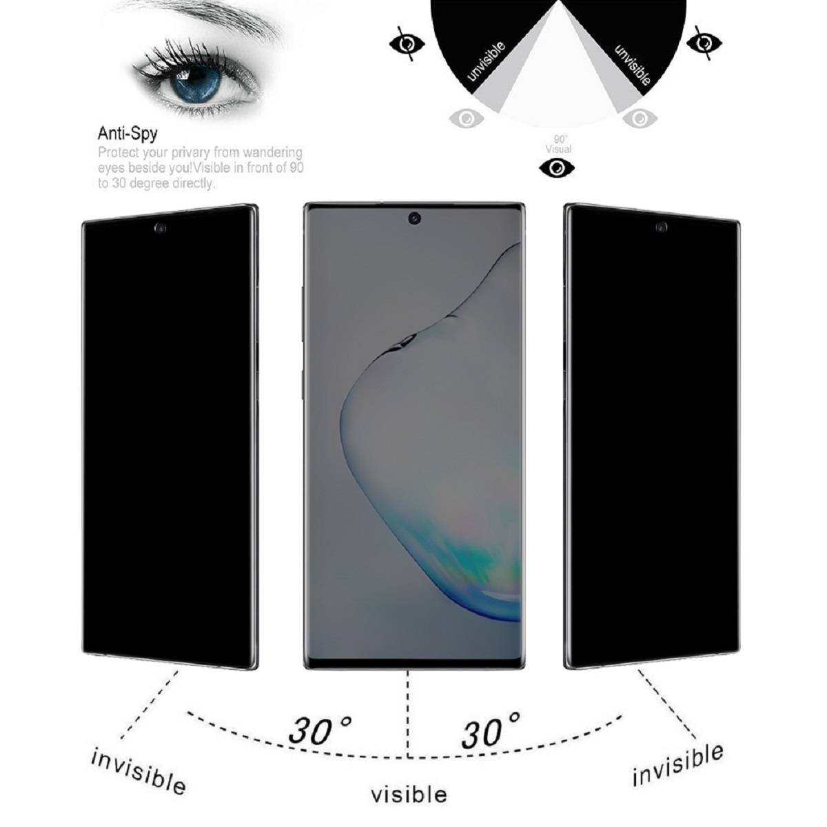 2x Blickschutz 9H Panzerglas für Samsung Galaxy Note 10 Plus Anti-Spy Privacy Displayschutz Panzerfolie Schutzfolie echtes Tempered Glass Schutzglas