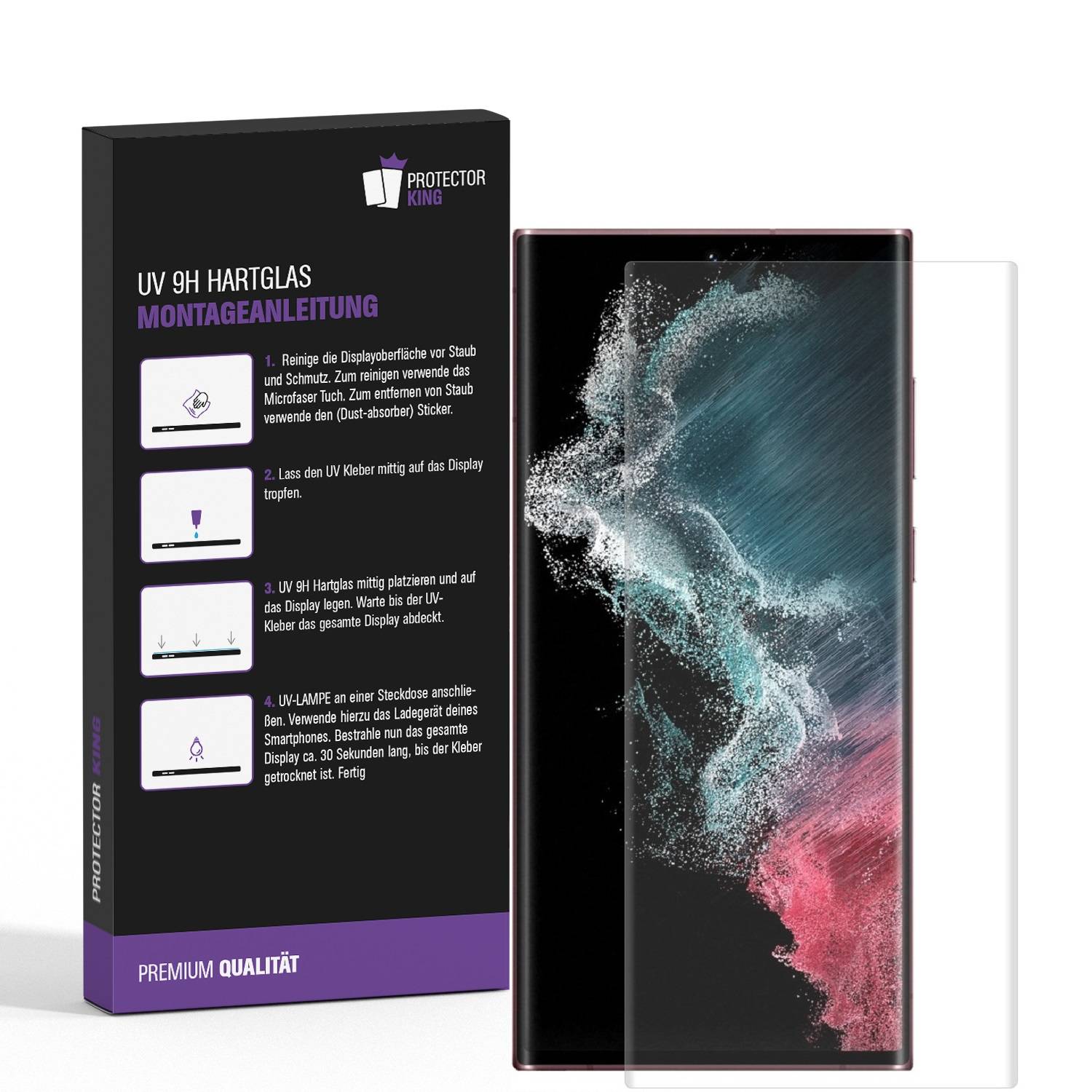 3x UV-Liquid 9H Panzerglas für Samsung Galaxy S22 Ultra 3D KLAR echtes Tempered Panzerhartglas Schutzglas Displayschutz Panzerfolie Schutzfolie