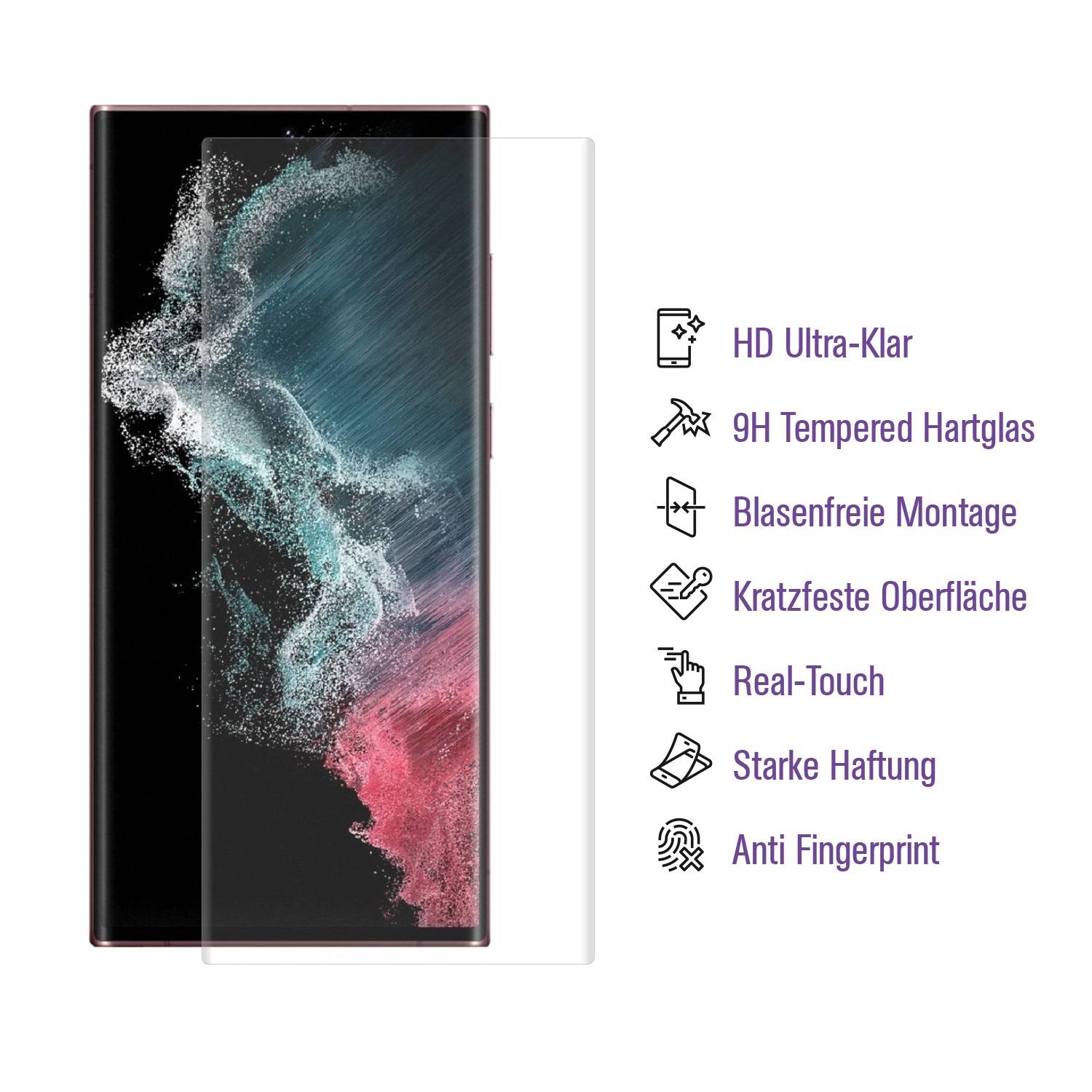 1x 9H Panzerglas für Samsung Galaxy S22 Ultra Full-Screen Protector HD klar UV-Liquid Tempered Hartglas Displayschutz Schutzglas