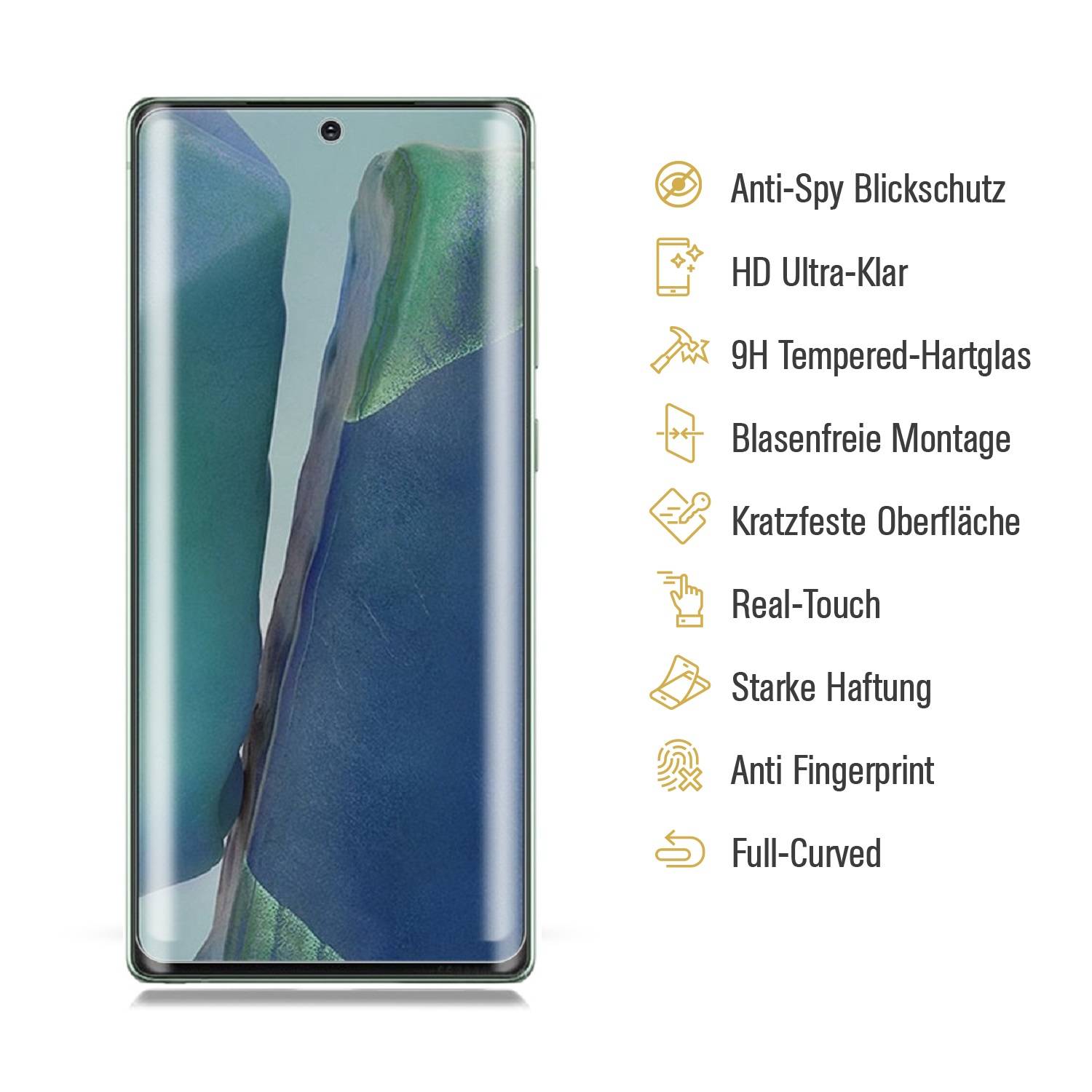 2x Blickschutz 9H Panzerhartglas für Samsung Galaxy Note 20 5G Anti-Spion Displayschutz Panzerfolie Schutzfolie echtes Tempered Panzerglas