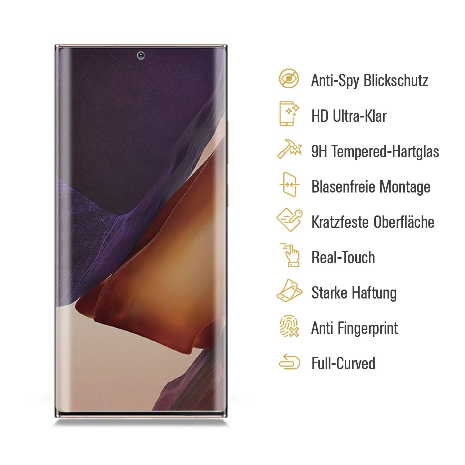 6x Blickschutz 9H Panzerhartglas für Samsung Galaxy Note 20 Ultra 5G Anti-Spion Displayschutz Panzerfolie Schutzfolie echtes Tempered Panzerglas