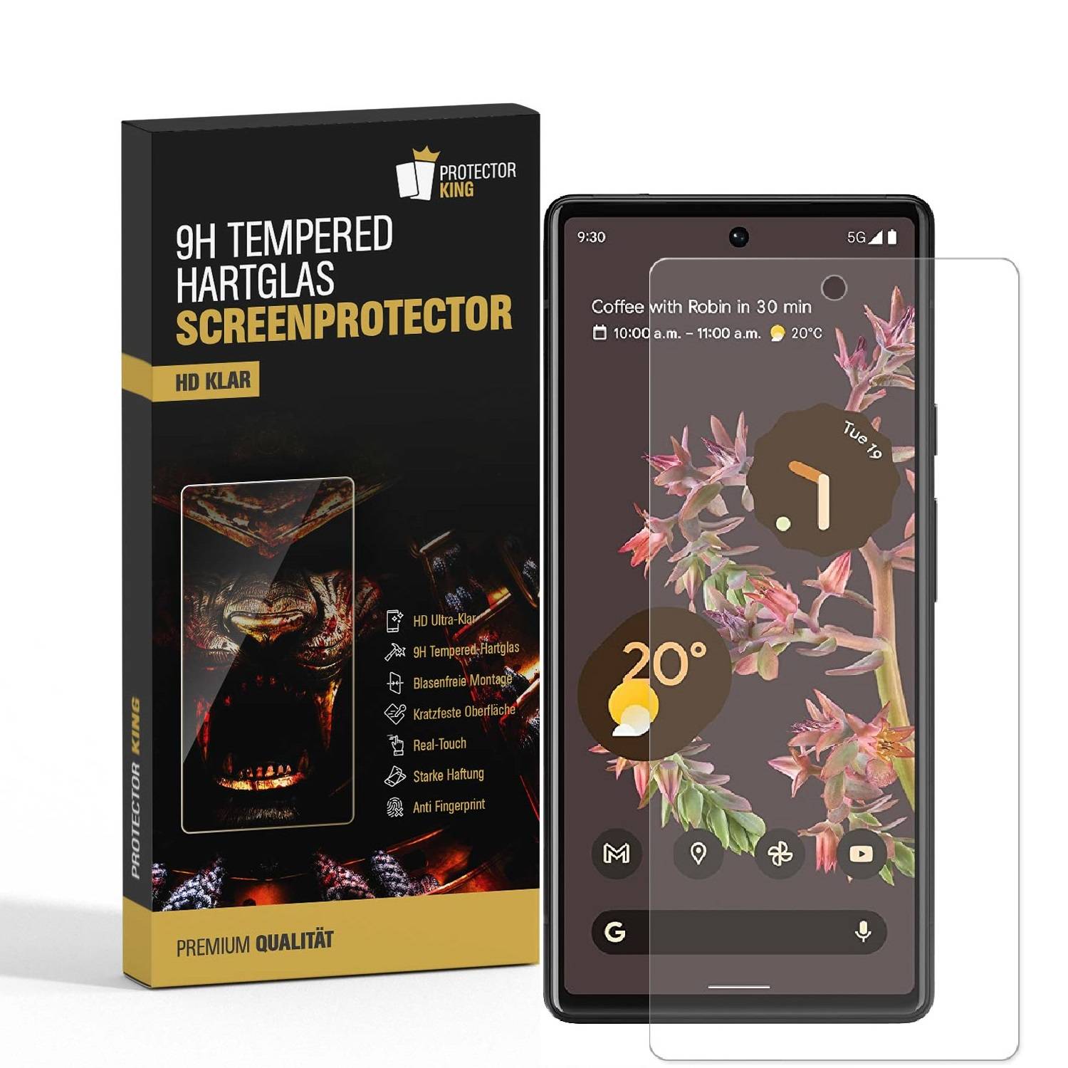 1x 9H Panzerglas für Google Pixel 6 Displayschutz Panzerfolie Hartglas Schutzfolie Schutzglas Displayglas Tempered Glasfolie Sicherheitsglas