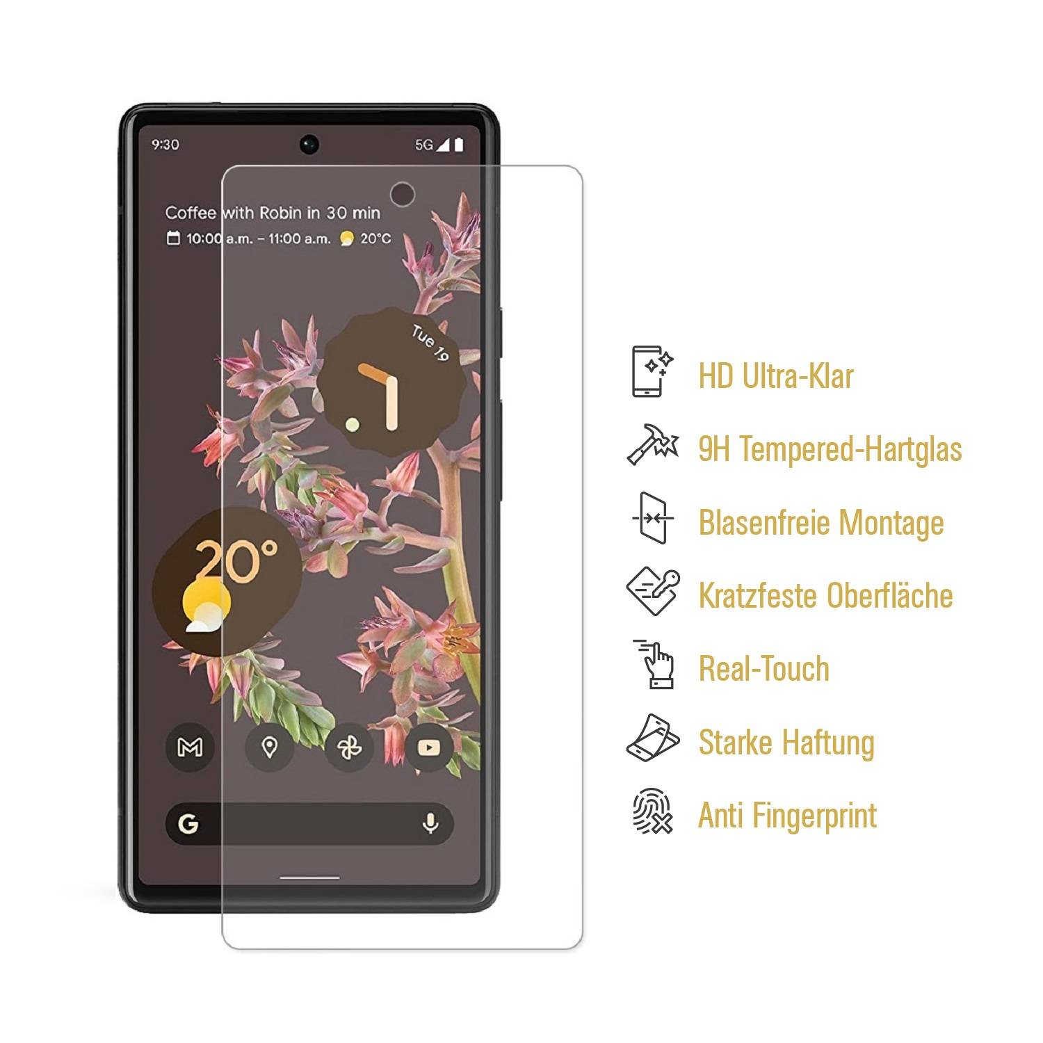 3x 9H Panzerglas für Google Pixel 6 Displayschutz Panzerfolie Hartglas Schutzfolie Schutzglas Displayglas Tempered Glasfolie Sicherheitsglas