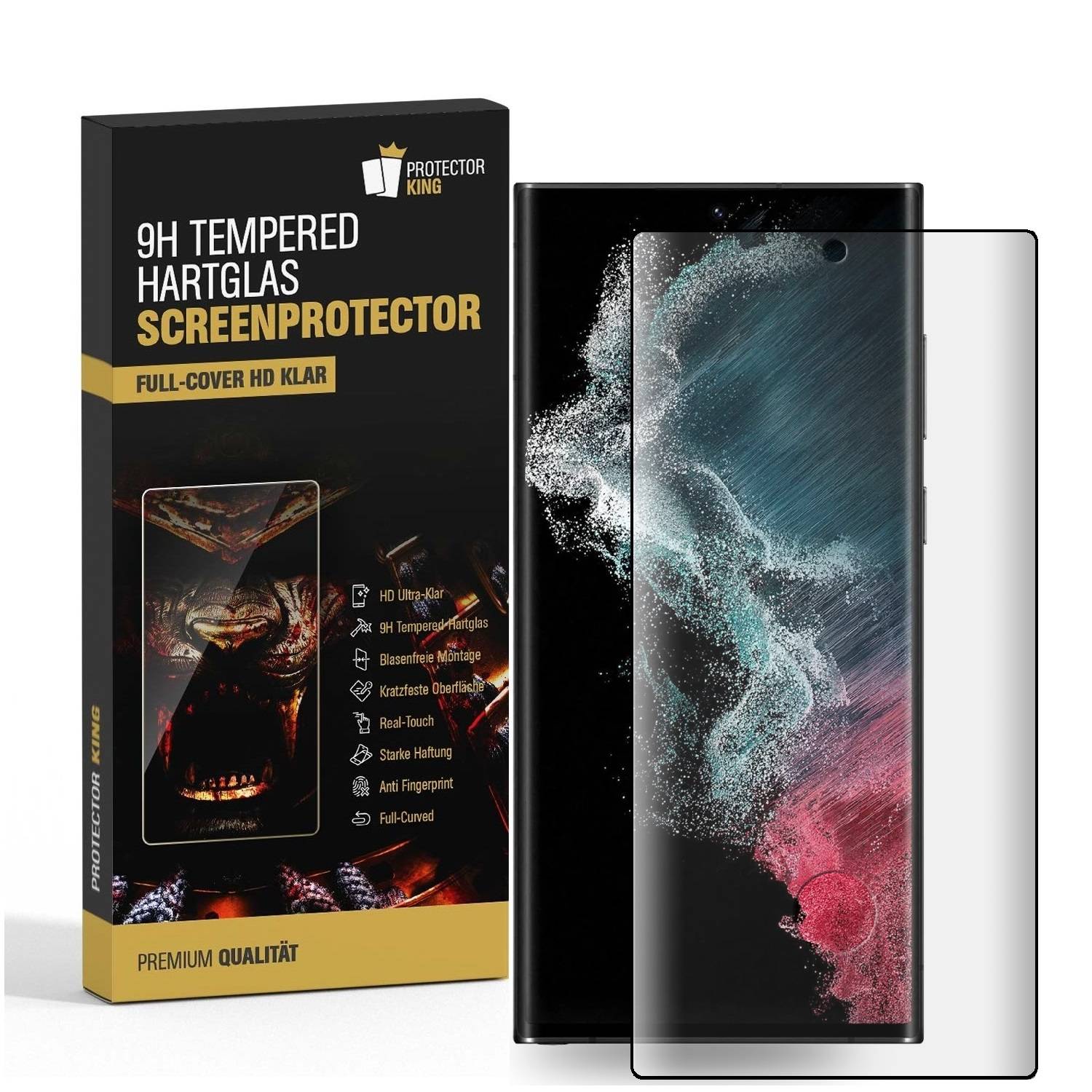 3x 9H Panzerglas für Samsung Galaxy S22 Ultra Full-Screen HD klar Displayschutz Schutzfolie Schutzglas Tempered Hartglas