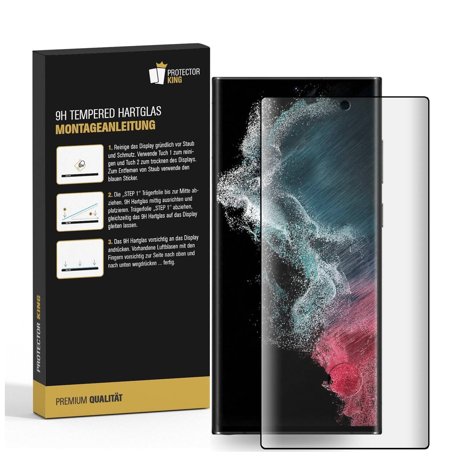 3x 9H Panzerglas für Samsung Galaxy S22 Ultra Full-Screen HD klar Displayschutz Schutzfolie Schutzglas Tempered Hartglas