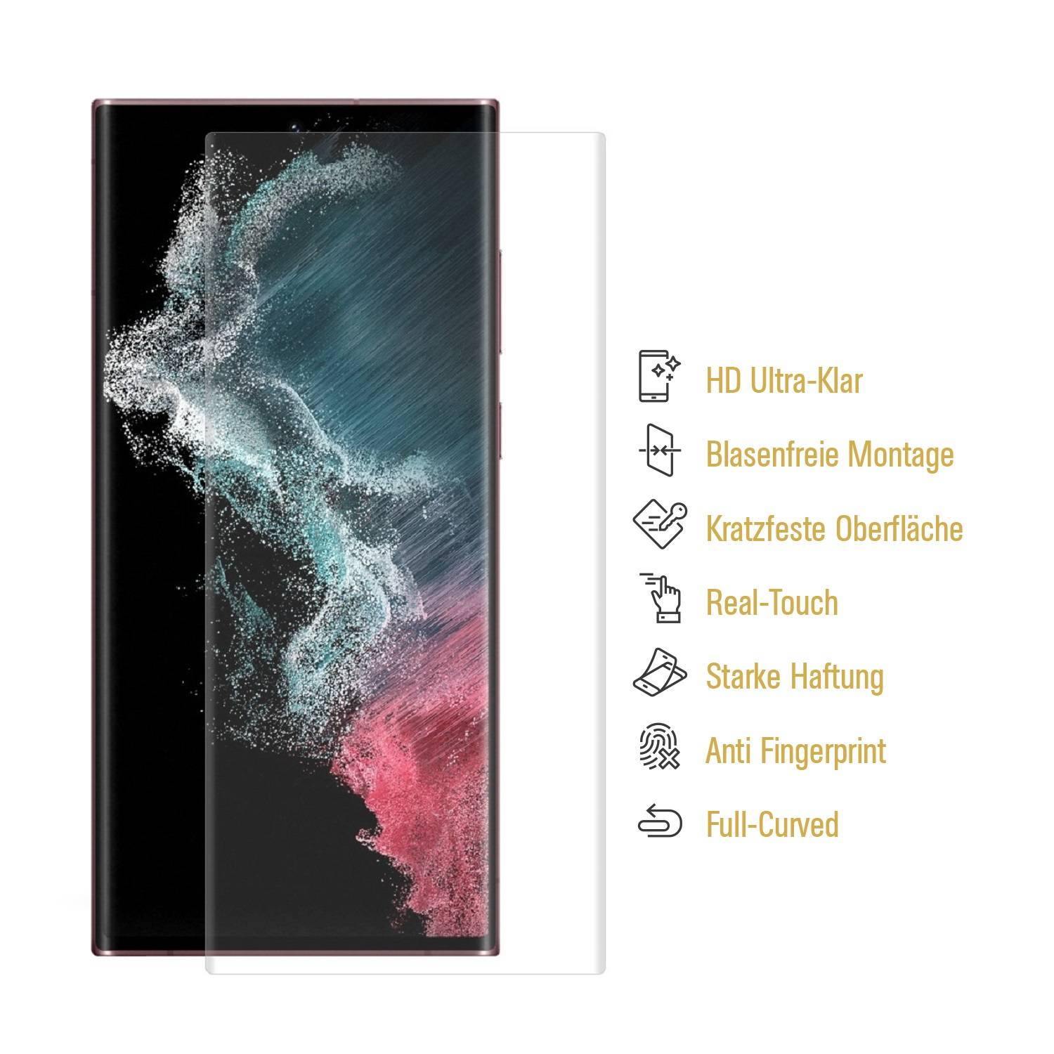 2x 9H Nano-Glass für Samsung Galaxy S22 Ultra FULL CURVED 3D KLAR Anti-Shock Anti-Bruch Anti-Stoß Anti-Schmutz Panzernanoglas Displayschutz Schutzfo