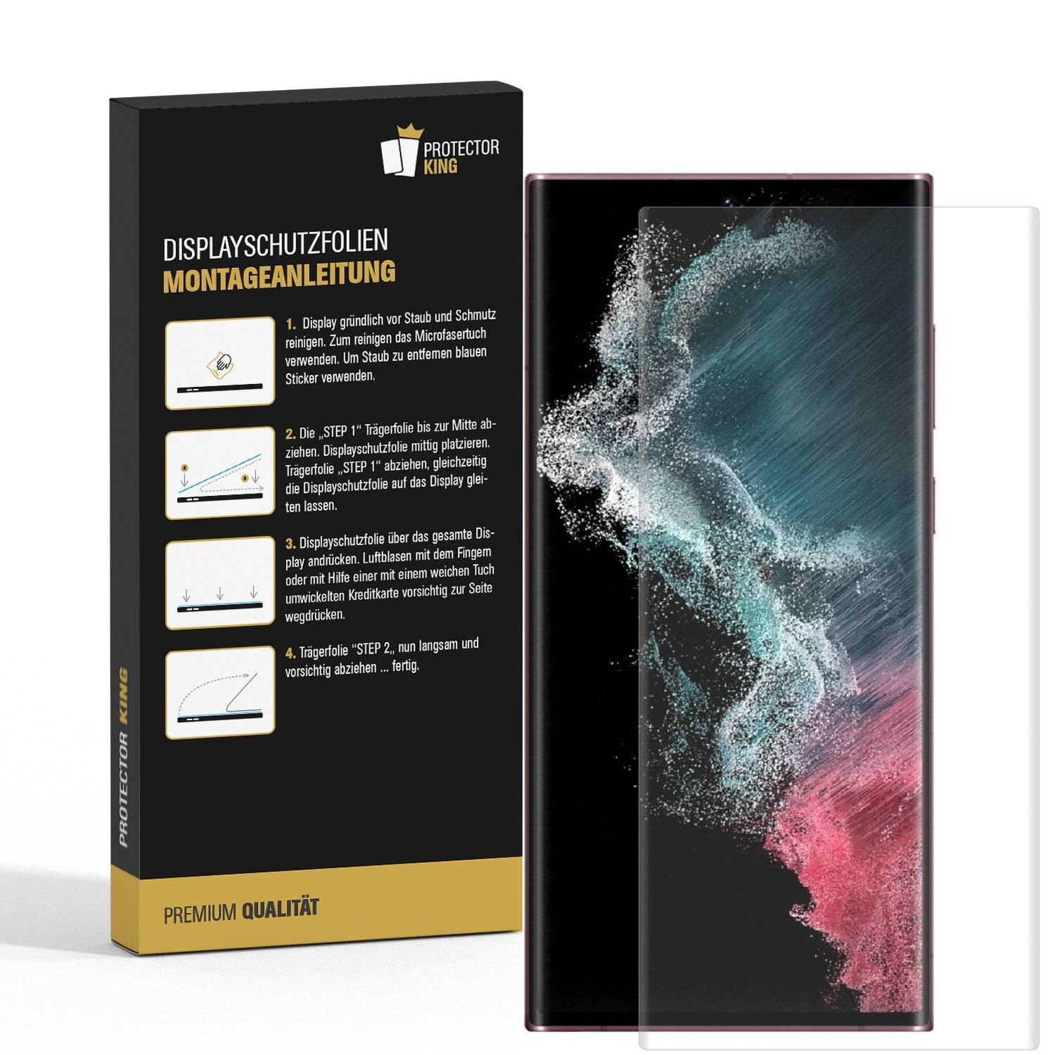 6x 9H Nano-Glass für Samsung Galaxy S22 Ultra FULL CURVED 3D KLAR Anti-Shock Anti-Bruch Anti-Stoß Anti-Schmutz Panzernanoglas Displayschutz Schutzfo