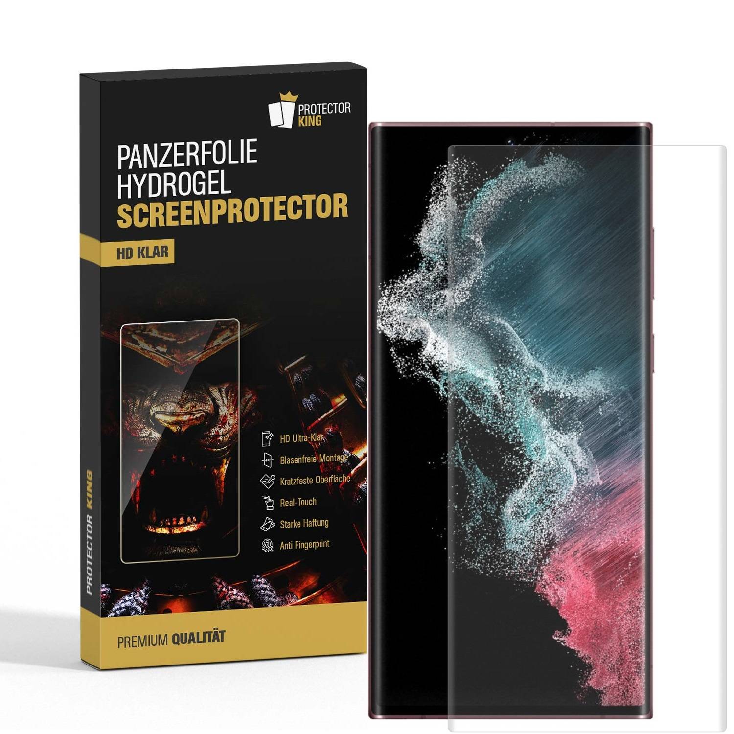 1x Hydrogel-Glass für Samsung Galaxy S22 Ultra Selbstheilend für Micro Kratzer 3D KLAR Panzerfolie Displayschutz Schutzfolie Screen-Protector