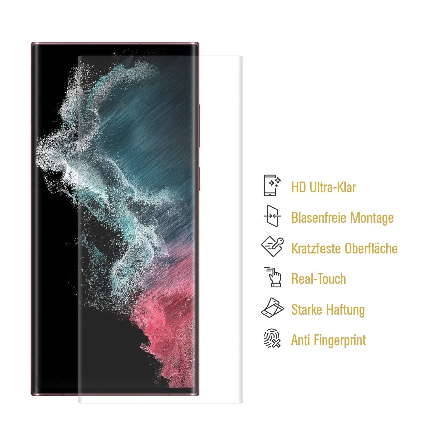 4x Hydrogel-Glass für Samsung Galaxy S22 Ultra Selbstheilend für Micro Kratzer 3D KLAR Panzerfolie Displayschutz Schutzfolie Screen-Protector