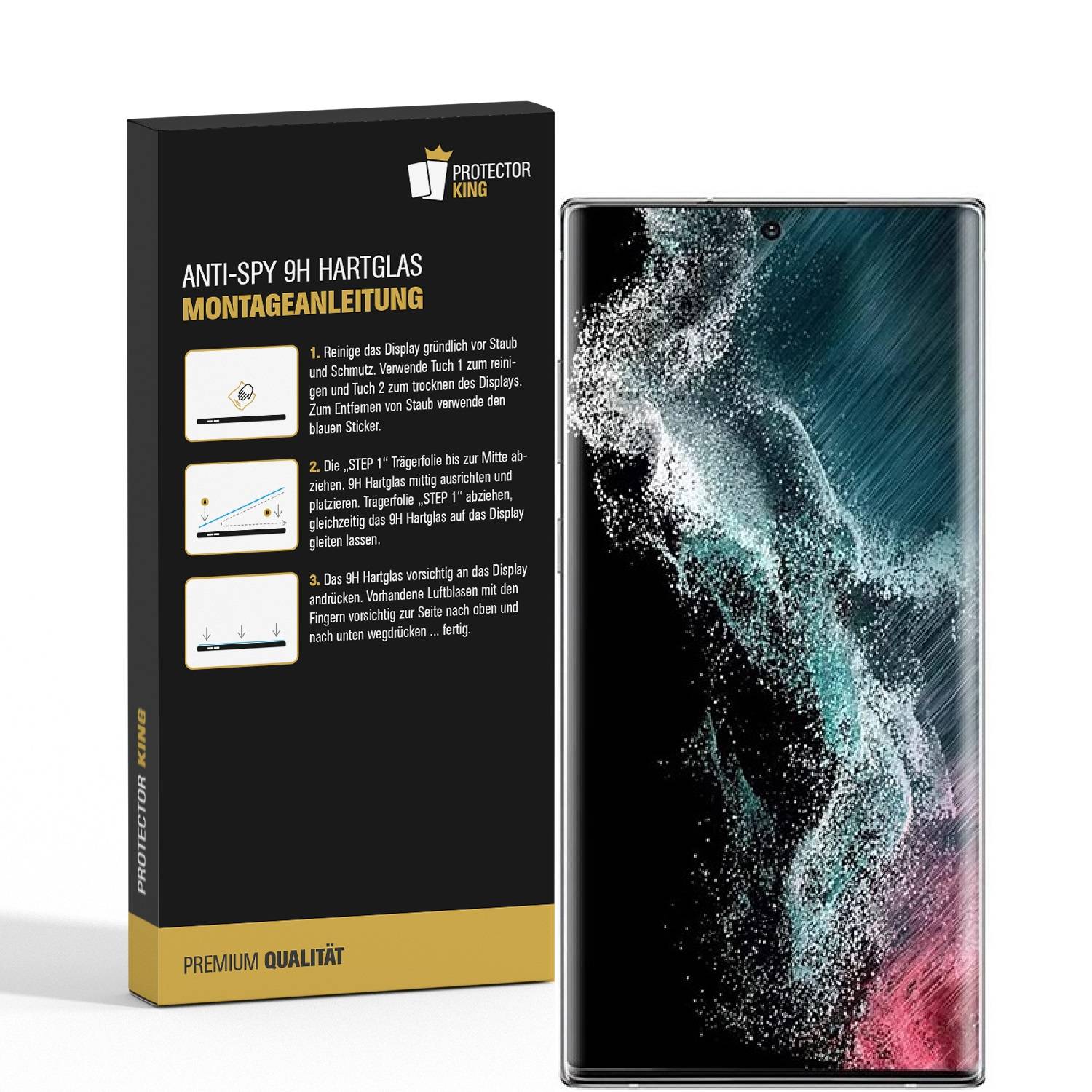 1x Blickschutz 9H Panzerglas für Samsung Galaxy S22 Ultra FULL-CURVED Anti-Spy Privacy Displayschutz Schutzfolie echtes Tempered Glass Schutzglas