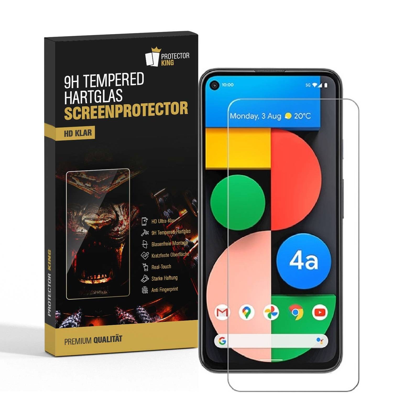 4x 9H Hartglas für Google Pixel 4a 5G Displayschutz Panzerfolie Schutzfolie Panzerglas Schutzglas Displayglas Tempered Glasfolie Sicherheitsglas