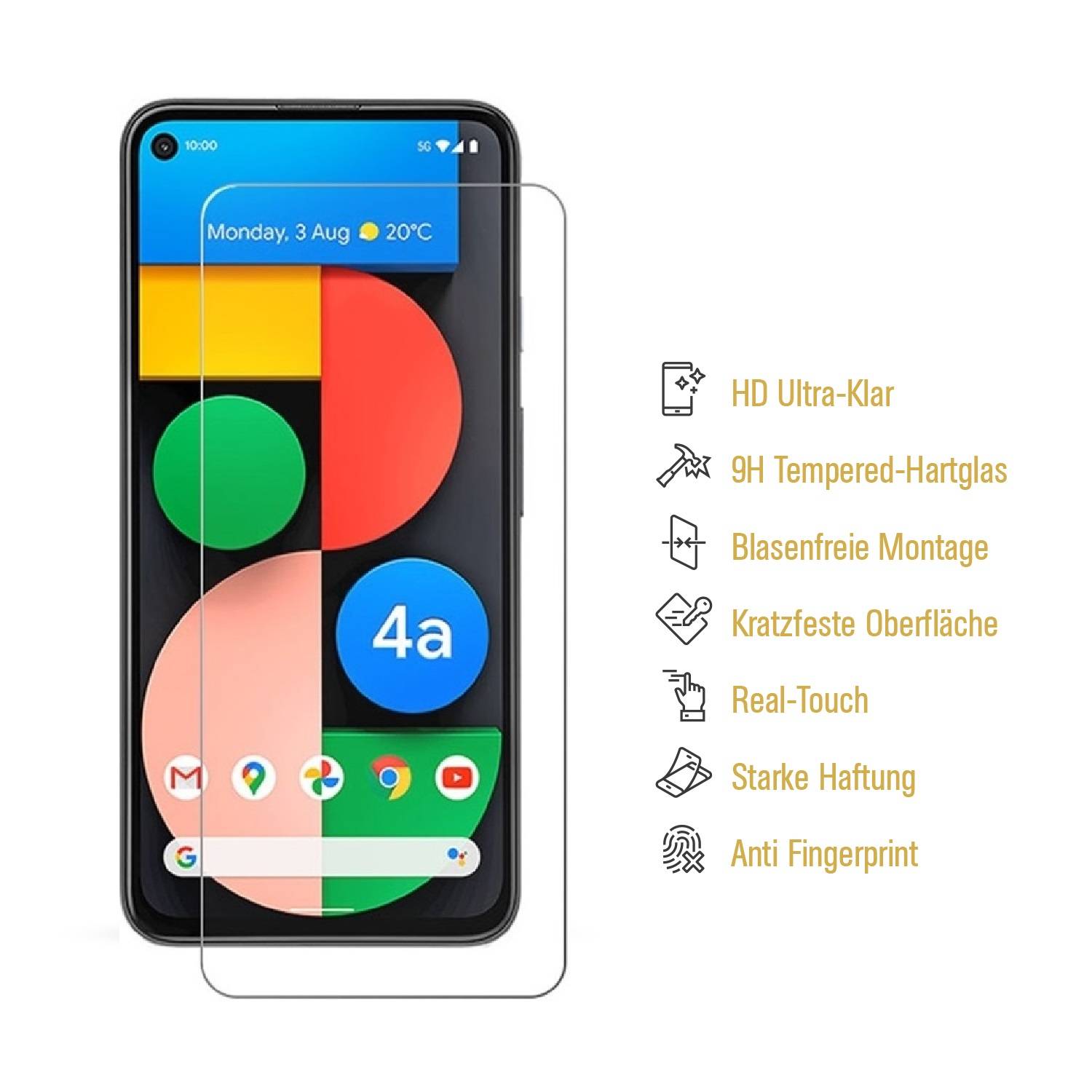 4x 9H Hartglas für Google Pixel 4a 5G Displayschutz Panzerfolie Schutzfolie Panzerglas Schutzglas Displayglas Tempered Glasfolie Sicherheitsglas