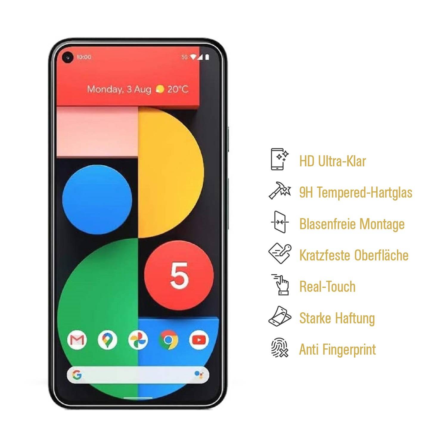 6x 9H Hartglas für Google Pixel 5 Displayschutz Panzerfolie Schutzfolie Panzerglas Schutzglas Displayglas Tempered Glasfolie Sicherheitsglas