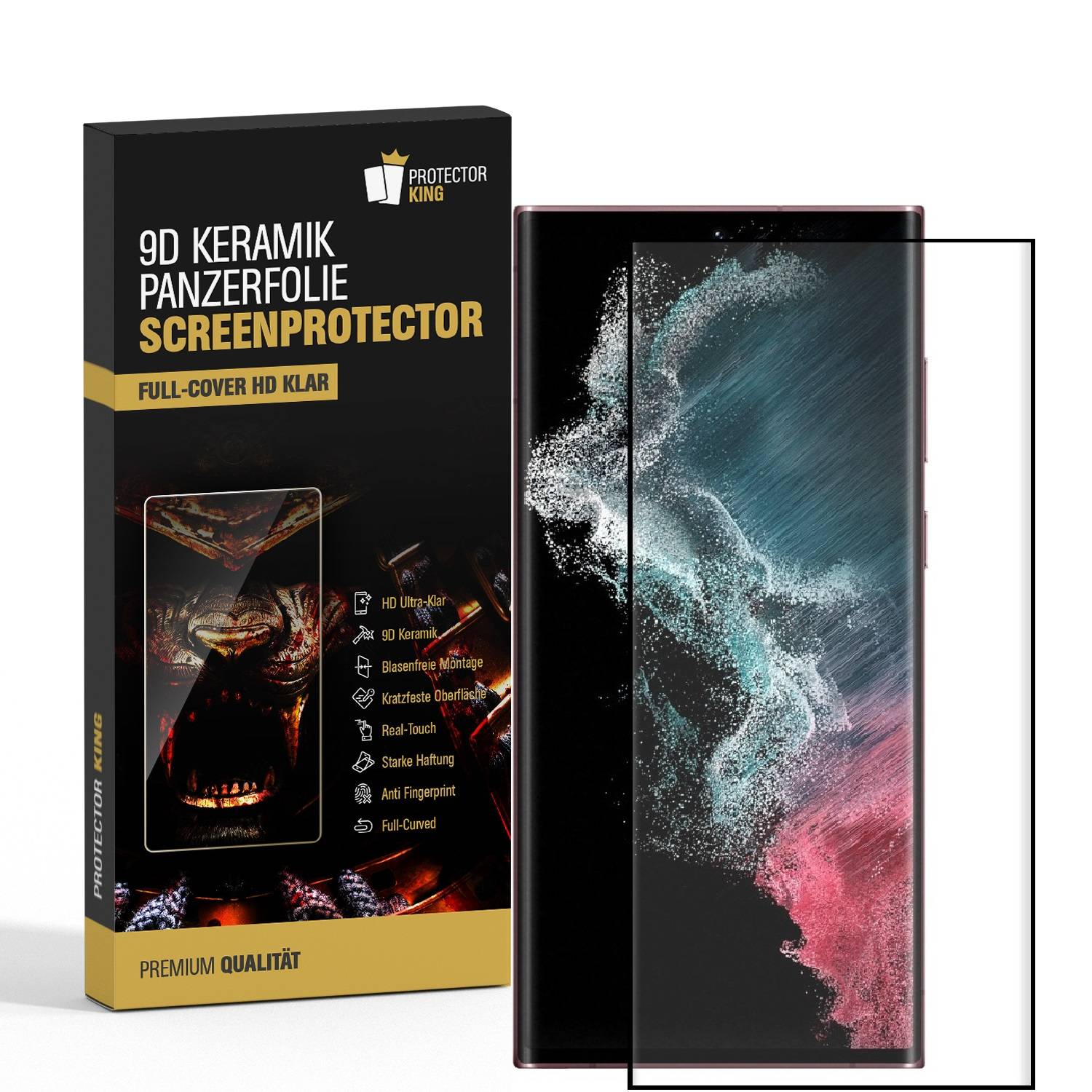 2x 9D Keramik-Glass für Samsung Galaxy S22 Ultra FULL COVER 3D KLAR Panzerfolie Displayschutz Schutzfolie Ceramic Screen-Protector