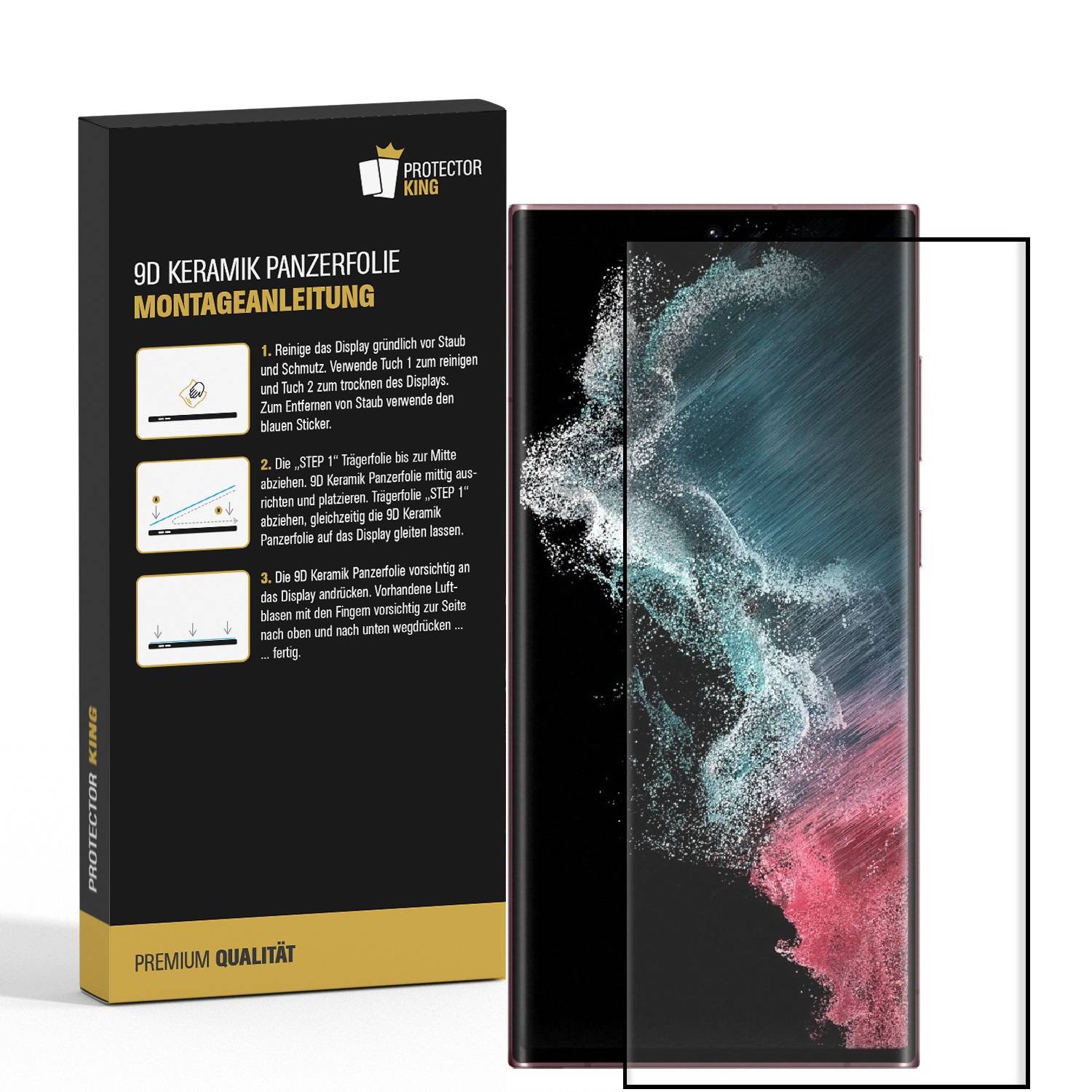 4x 9D Keramik-Glass für Samsung Galaxy S22 Ultra FULL COVER 3D KLAR Panzerfolie Displayschutz Schutzfolie Ceramic Screen-Protector
