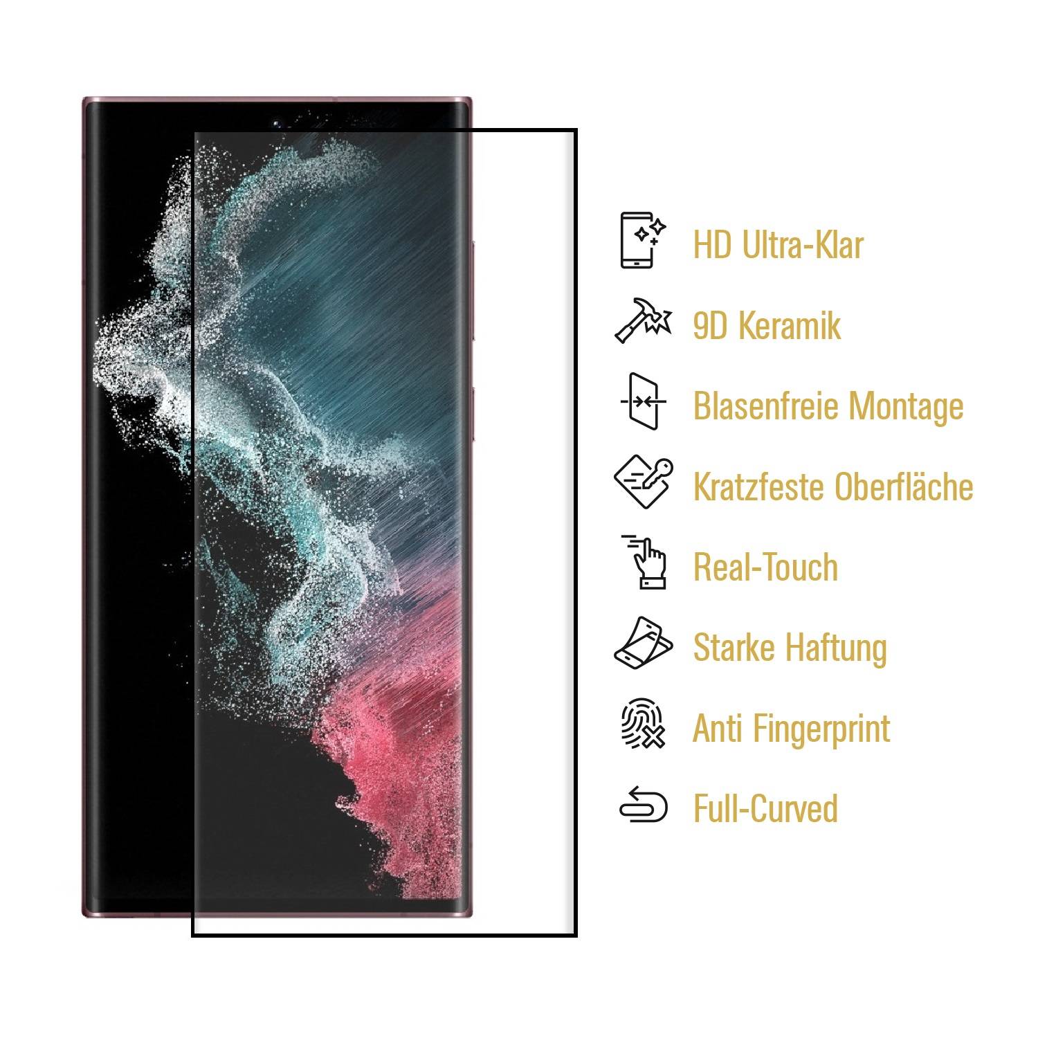 2x 9D Keramik-Glass für Samsung Galaxy S22 Ultra FULL COVER 3D KLAR Panzerfolie Displayschutz Schutzfolie Ceramic Screen-Protector