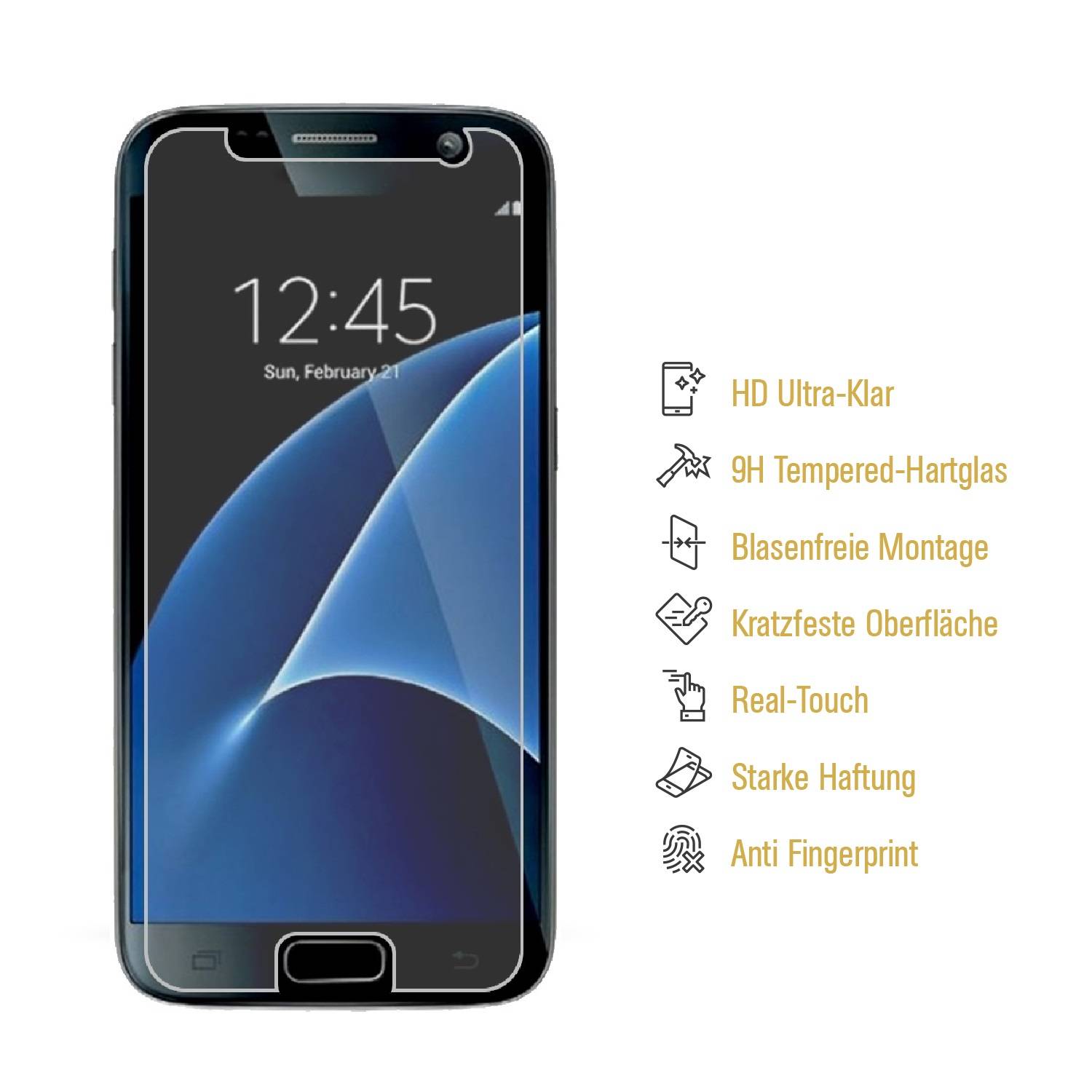2x 3D A++ 9H Hartglas für Samsung Galaxy S7 Displayschutz Schutzglas Schutzfolie Panzerfolie Panzerglas Displayglas Tempered Glasfolie