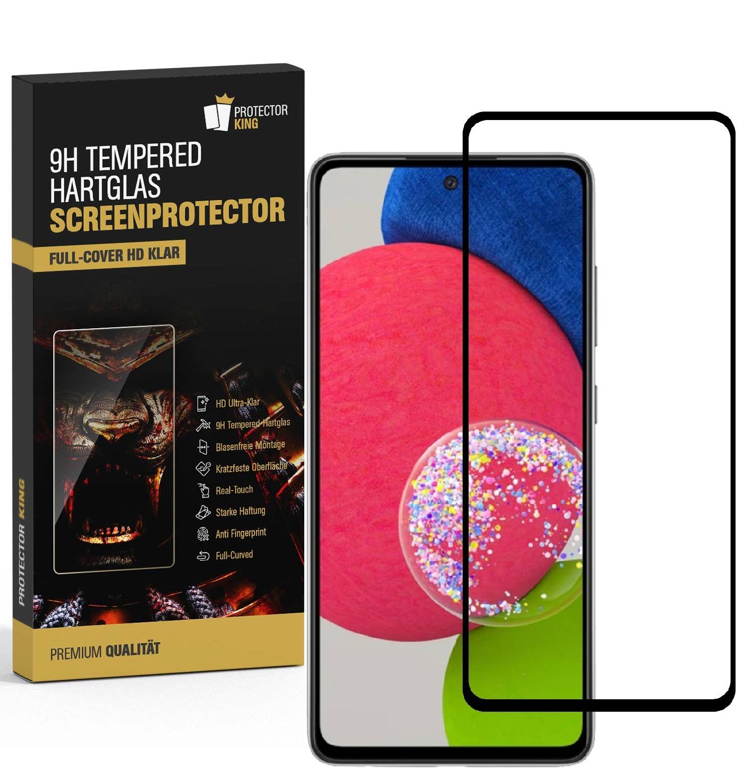 1x 9H Hartglas für Samsung Galaxy A52s FULL COVER Schutzfolie Schutzglas SW Displayglas Tempered Glasfolie Panzerglas Sicherheitsglas Echtglas