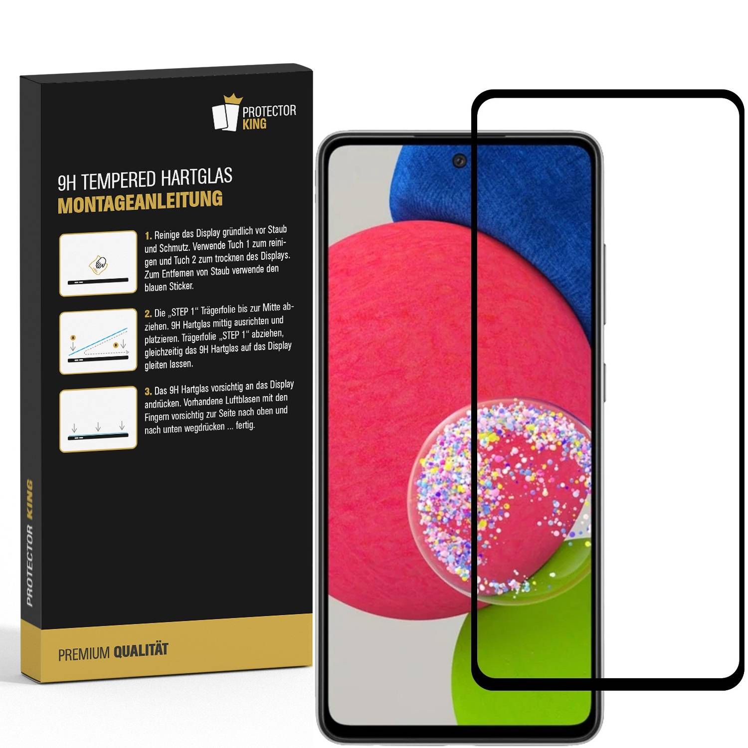 1x 9H Hartglas für Samsung Galaxy A52s FULL COVER Schutzfolie Schutzglas SW Displayglas Tempered Glasfolie Panzerglas Sicherheitsglas Echtglas