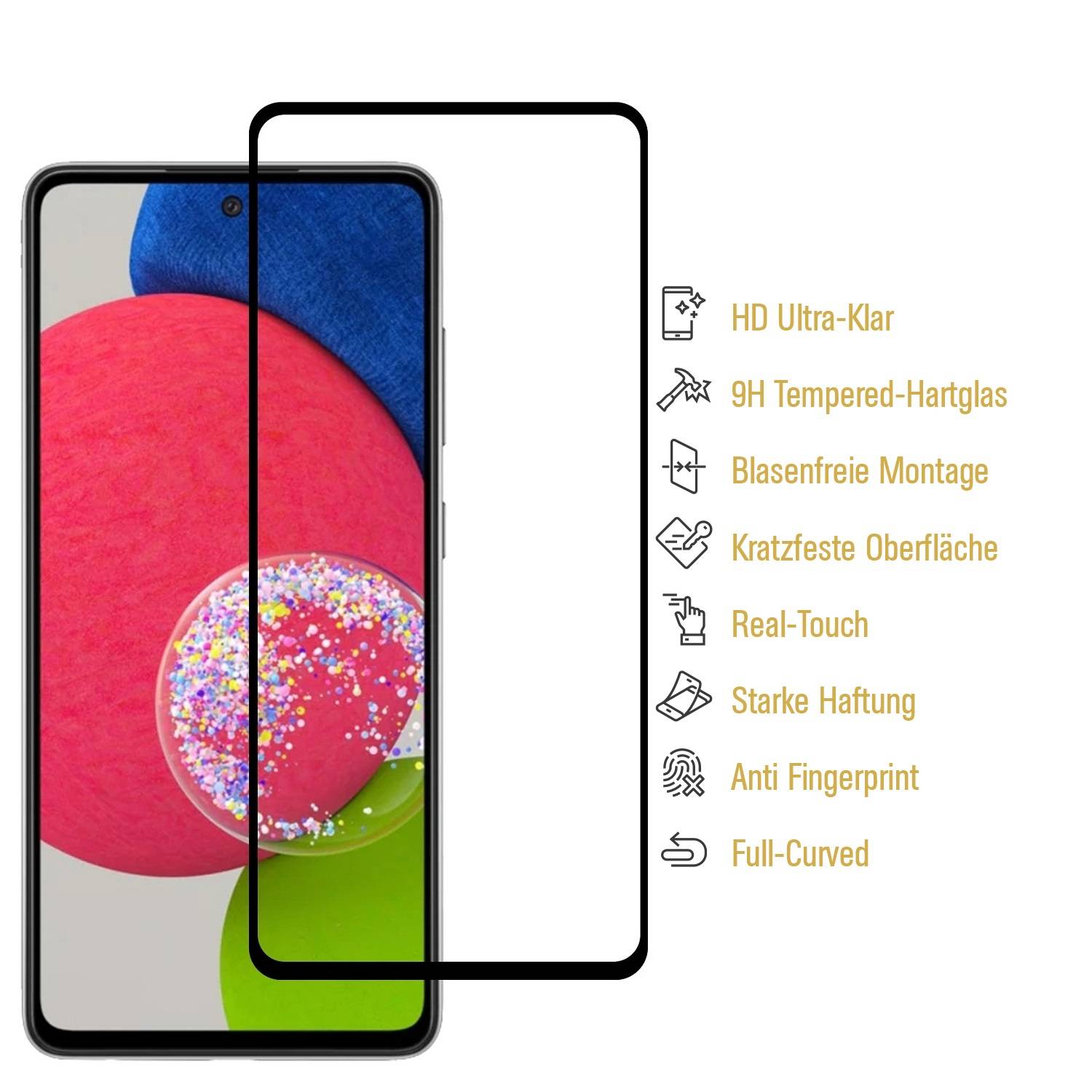 4x 9H Hartglas für Samsung Galaxy A52s FULL COVER Schutzfolie Schutzglas SW Displayglas Tempered Glasfolie Panzerglas Sicherheitsglas Echtglas