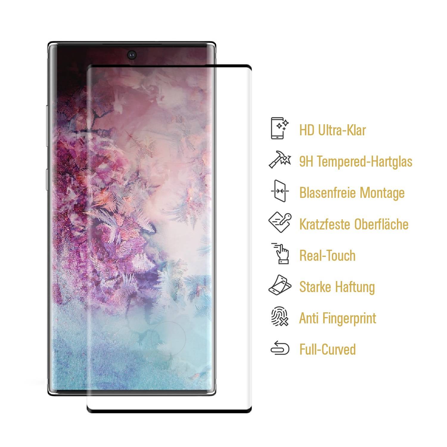 4x 9H Panzerglas für Samsung Galaxy Note 10 FULL CURVED HD KLAR Panzerfolie Displayschutz Schutzglas Schutzfolie echtes Tempered Glass