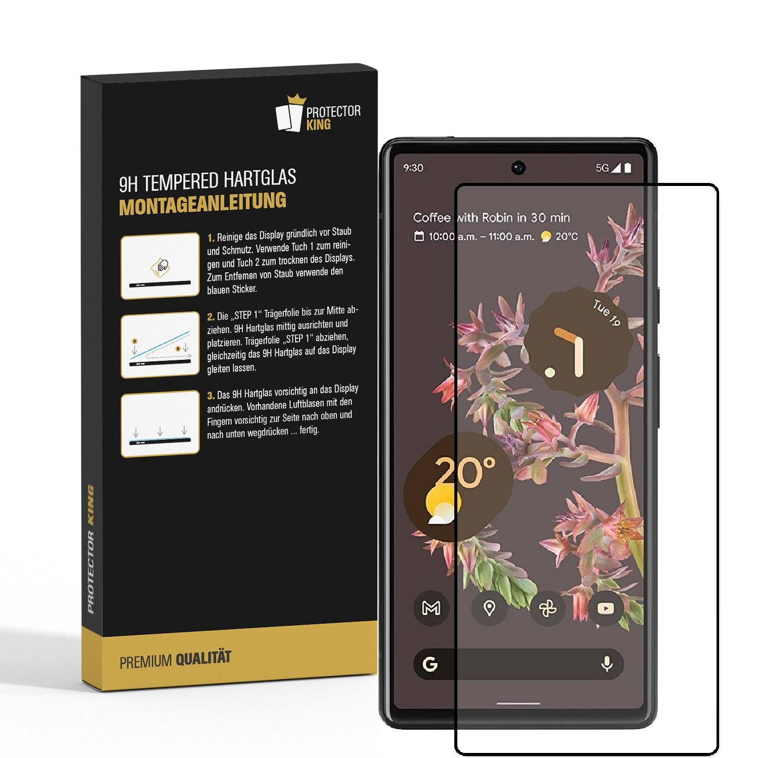 3x 9H Panzerglas für Google Pixel 6a FULL COVER Displayschutz Schutzglas Panzerfolie Schutzfolie Hartglas Displayglas Tempered Glasfolie