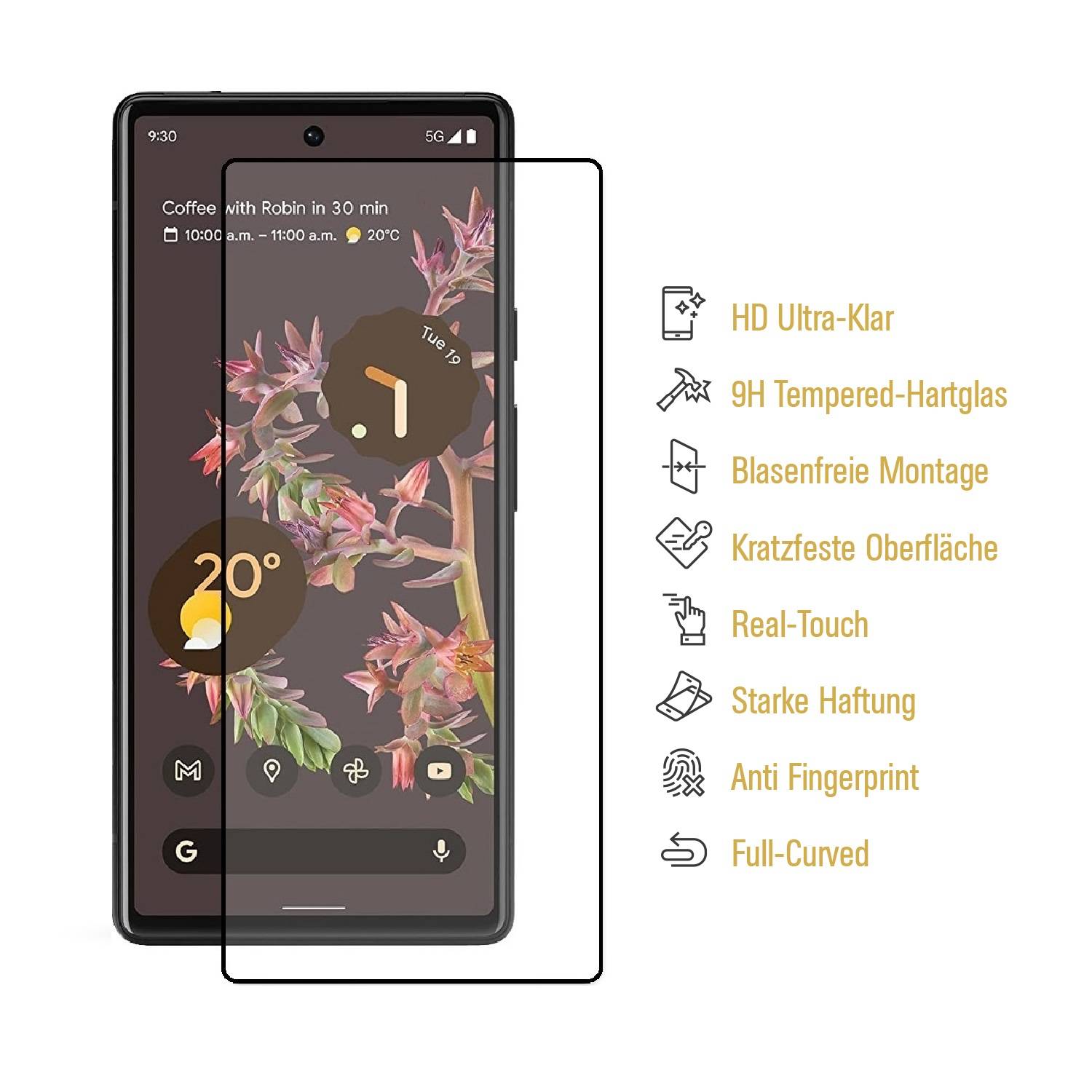 2x 9H Panzerglas für Google Pixel 7a FULL COVER Displayschutz Schutzglas Panzerfolie Schutzfolie Hartglas Displayglas Tempered Glasfolie
