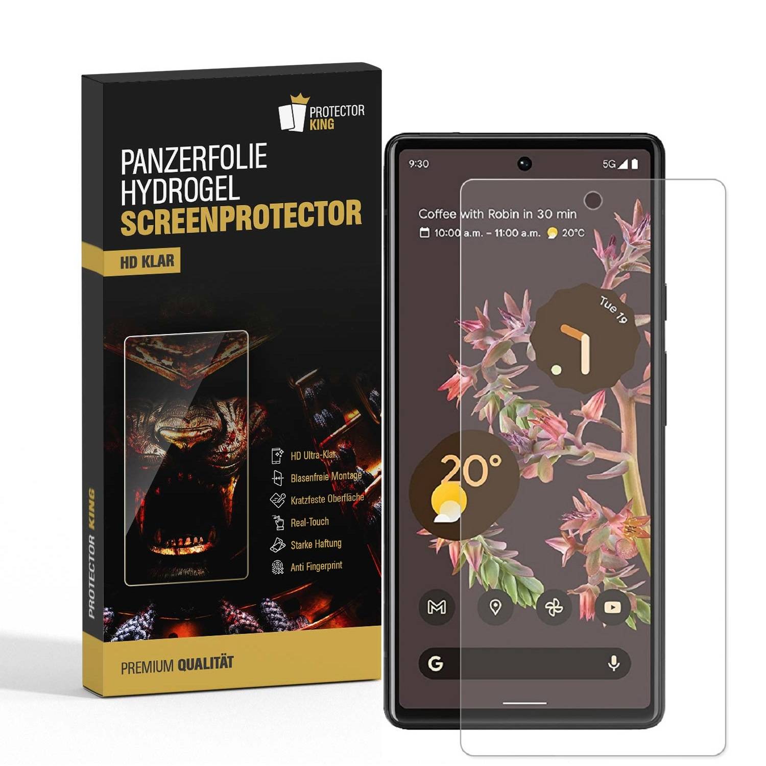 2x Hydrogel-Glass für Google Pixel 6 Pro Selbstheilend für Micro Kratzer 3D KLAR Panzerfolie Displayschutz Schutzfolie Screen-Protector