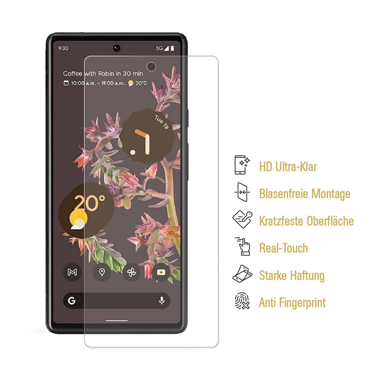 3x Hydrogel-Glass für Google Pixel 6 Pro Selbstheilend für Micro Kratzer 3D KLAR Panzerfolie Displayschutz Schutzfolie Screen-Protector