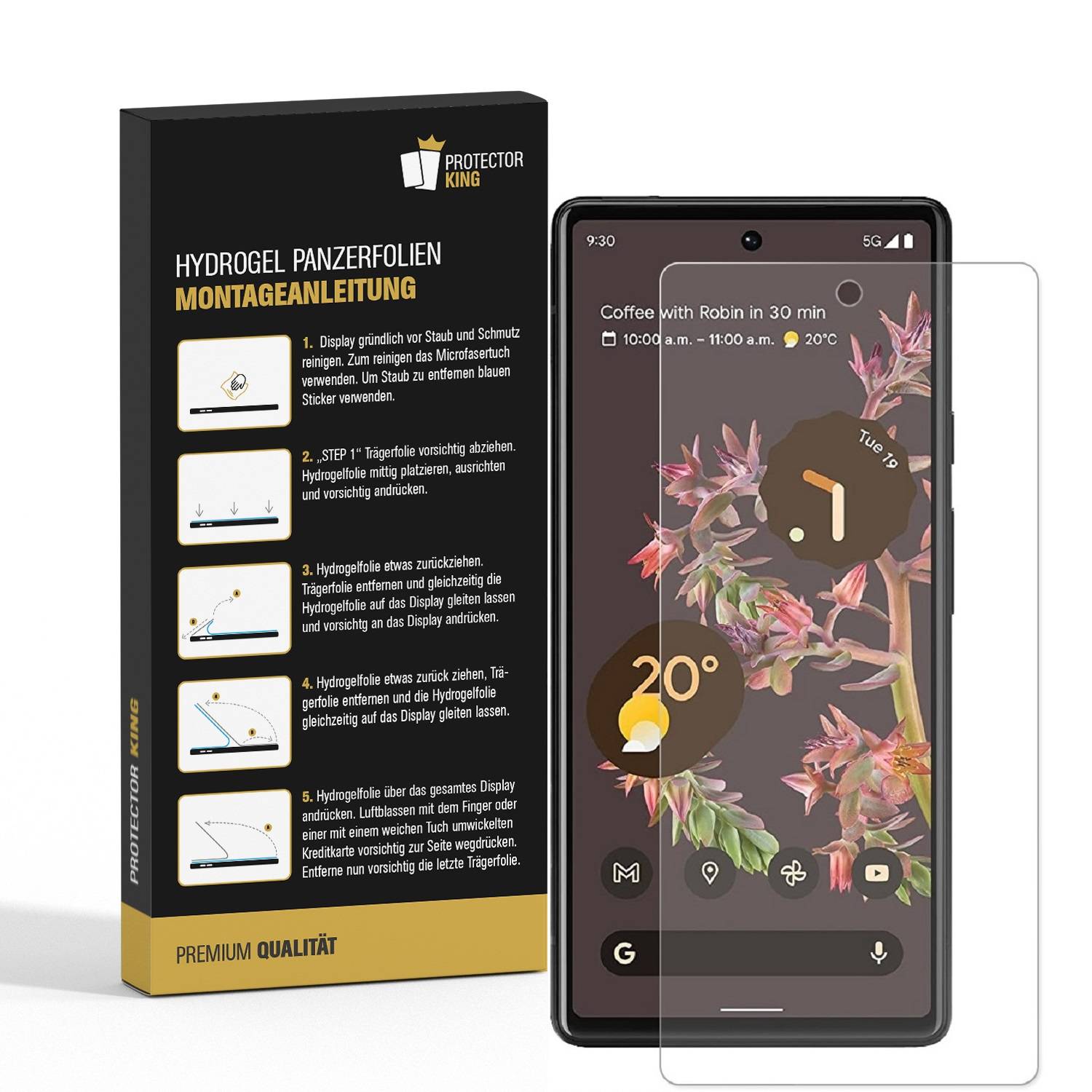 4x Hydrogel-Glass für Google Pixel 6 Pro Selbstheilend für Micro Kratzer 3D KLAR Panzerfolie Displayschutz Schutzfolie Screen-Protector