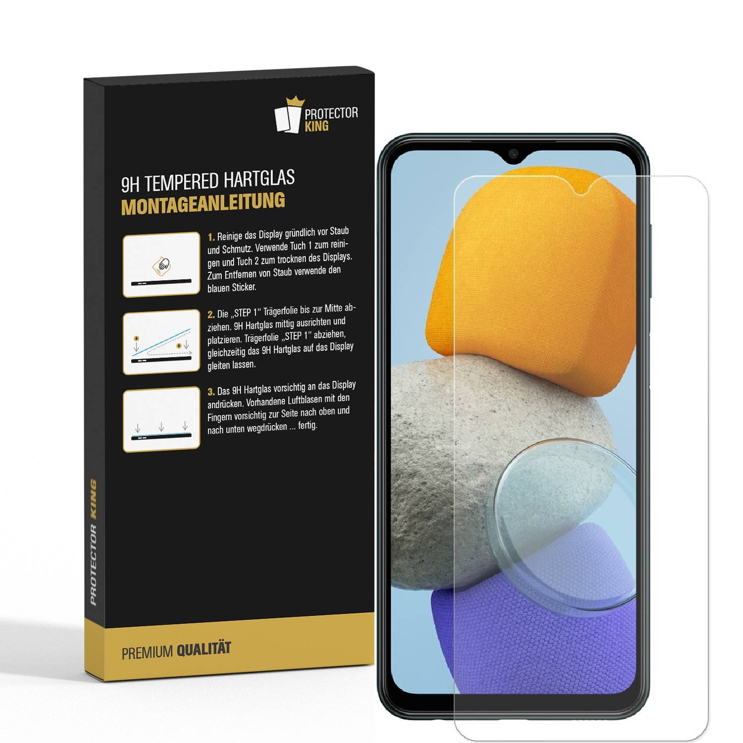 3x 9H Hartglas für Samsung Galaxy M23 Panzerfolie Displayglas KLAR SW Panzerglas Schutzfolie