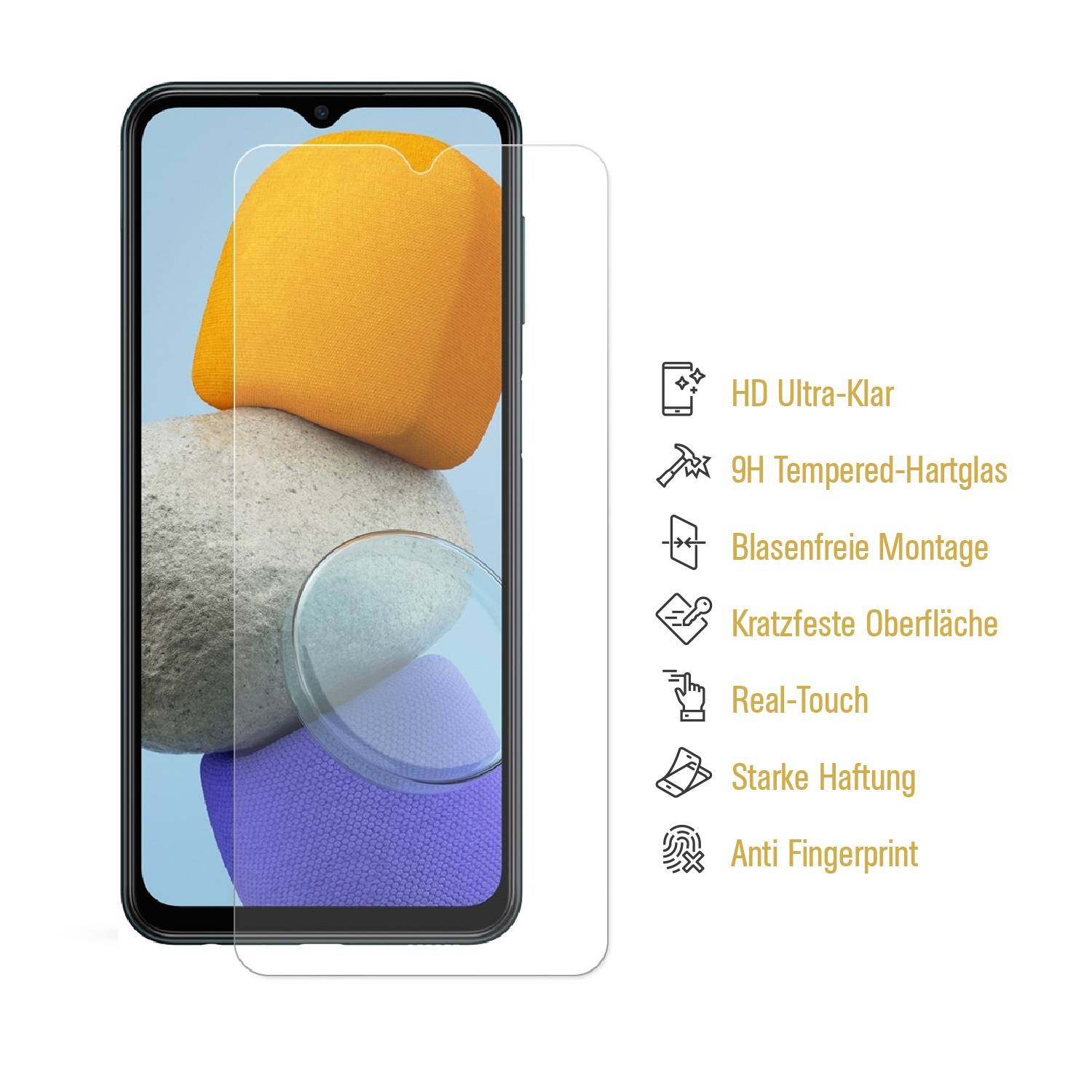 3x 9H Hartglas für Samsung Galaxy M23 Panzerfolie Displayglas KLAR SW Panzerglas Schutzfolie
