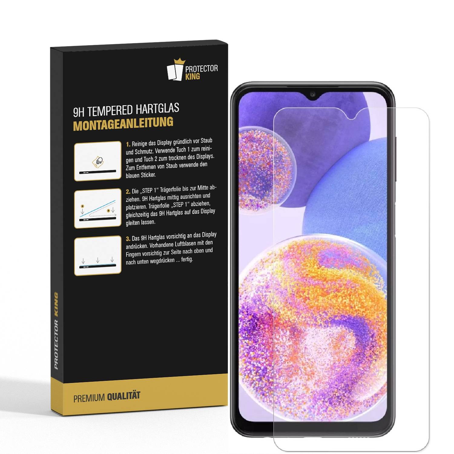 1x 9H Panzerglas für Samsung Galaxy A23 Displayschutz Panzerfolie Schutzfolie Hartglas Schutzglas Displayglas Tempered Glasfolie Sicherheitsglas