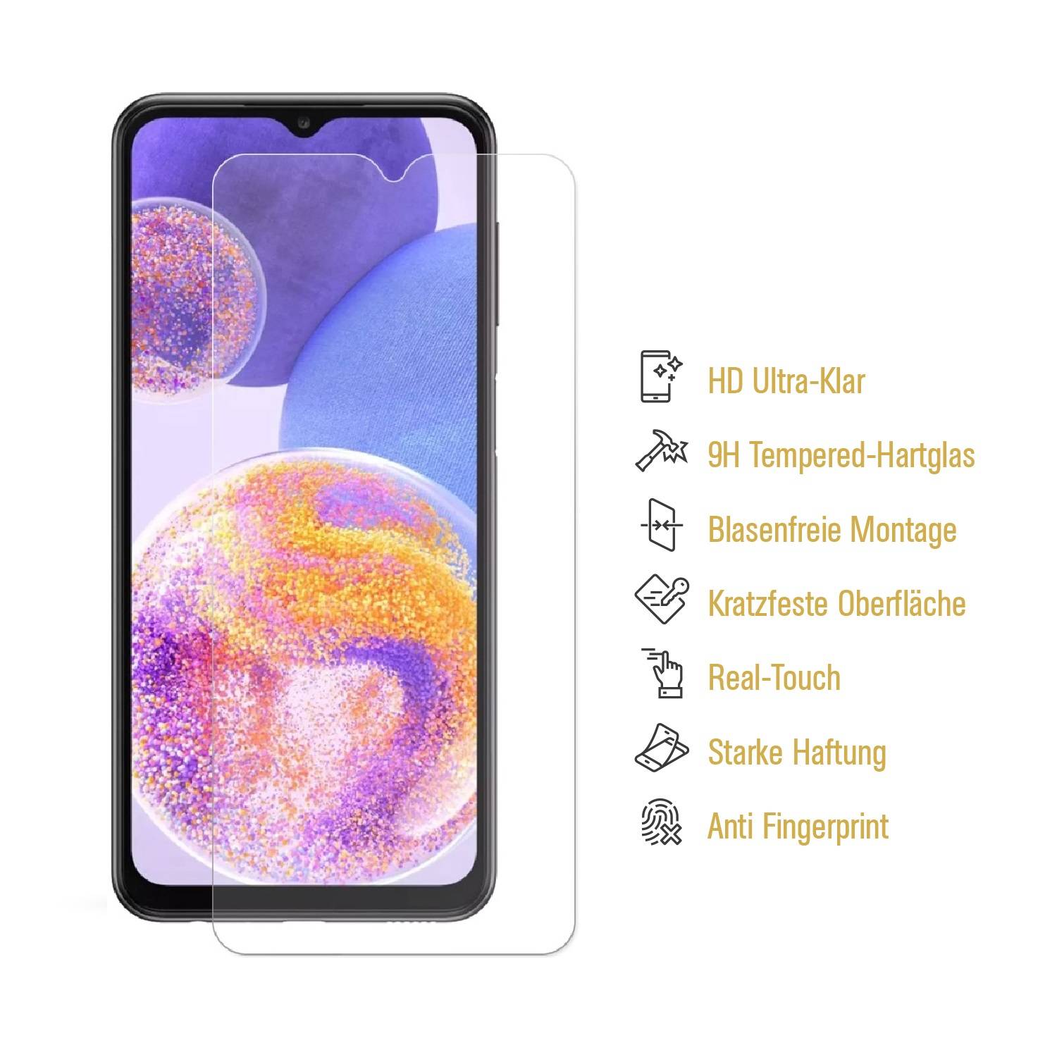 4x 9H Panzerglas für Samsung Galaxy A23 Displayschutz Panzerfolie Schutzfolie Hartglas Schutzglas Displayglas Tempered Glasfolie Sicherheitsglas