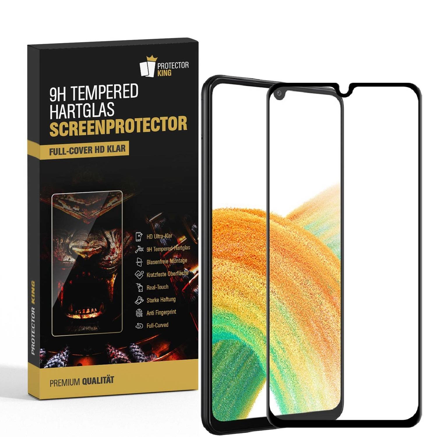 1x 9H Panzerglas für Samsung Galaxy A33 5G FULL COVER Displayschutz Schutzglas Hartglas Schutzfolie Panzerfolie KLAR Tempered echtes Displayglas