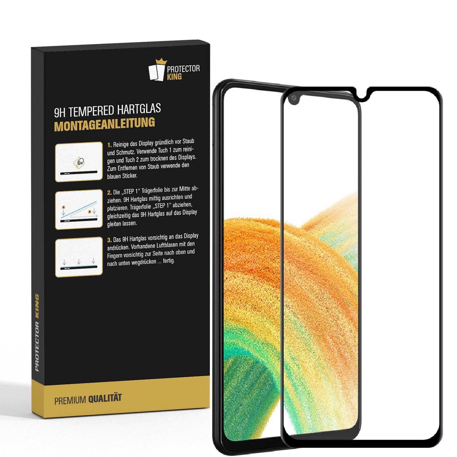 1x 9H Panzerglas für Samsung Galaxy A33 5G FULL COVER Displayschutz Schutzglas Hartglas Schutzfolie Panzerfolie KLAR Tempered echtes Displayglas