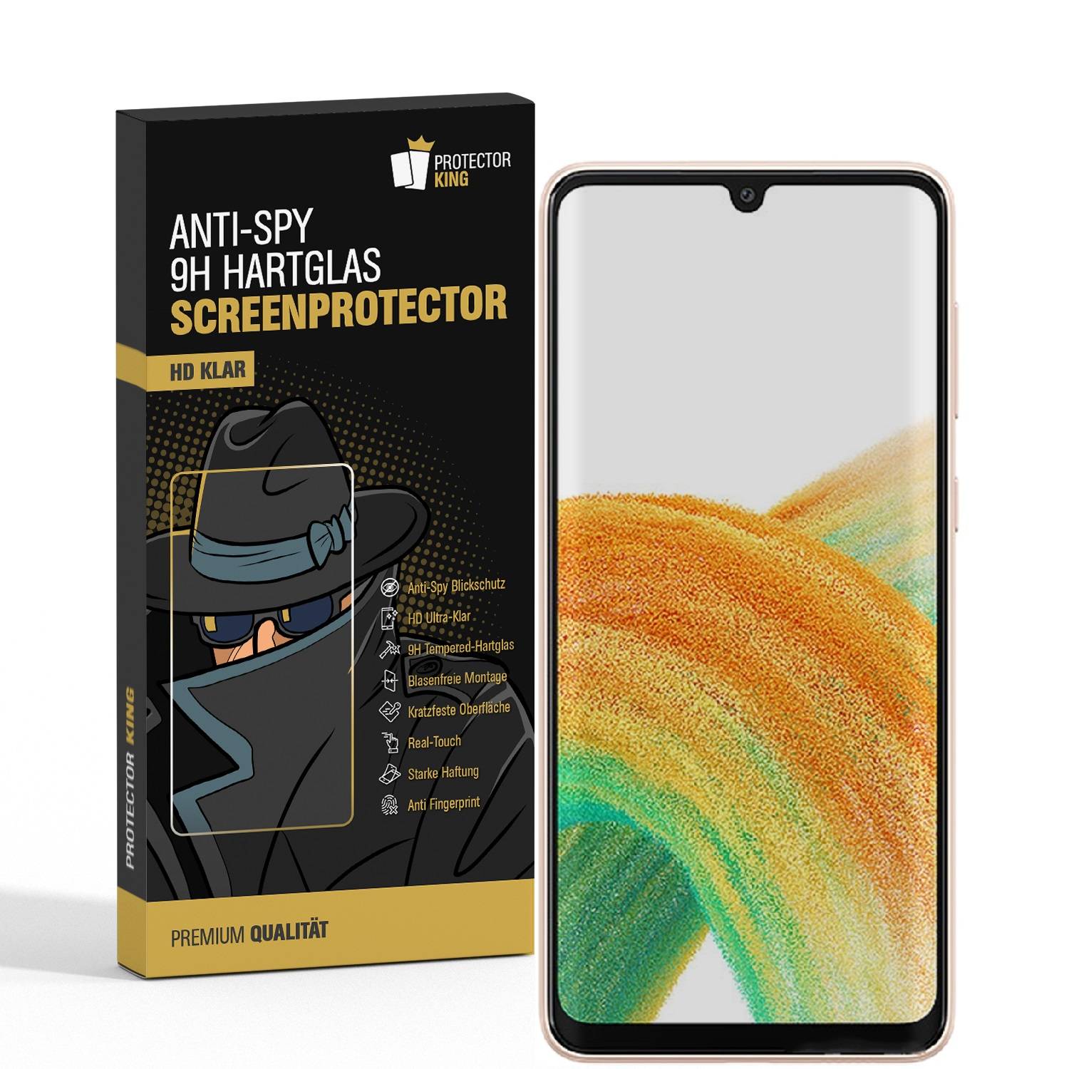1x Blickschutz 9H Panzerhartglas für Samsung Galaxy A33 5G Anti-Spion Displayschutz Panzerfolie Schutzfolie echtes Tempered Panzerglas Schutzglas