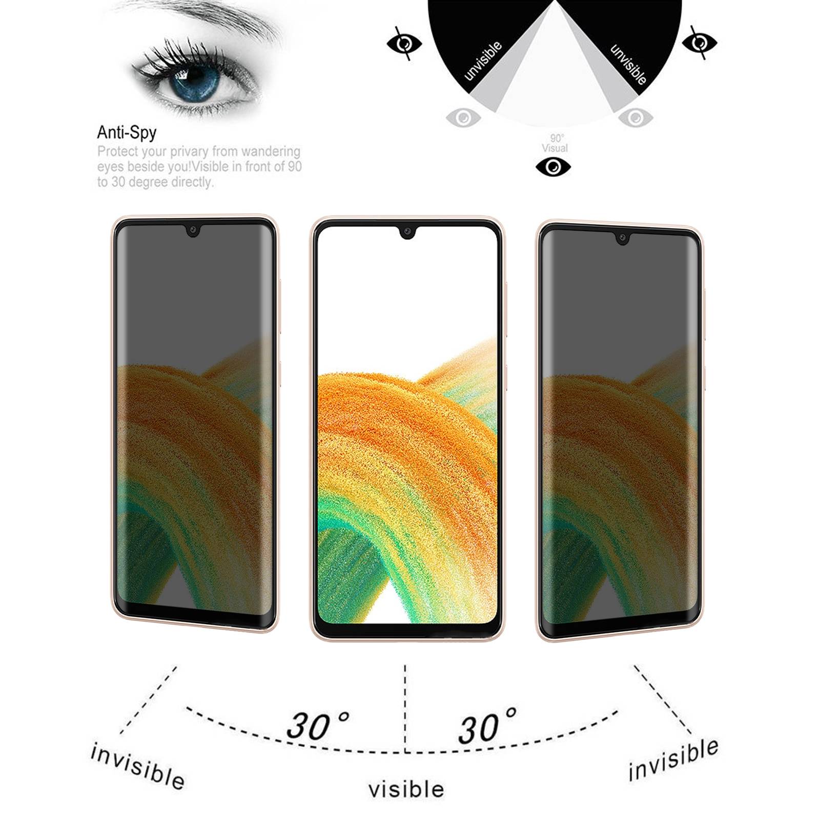 Kopie von 4x Blickschutz 9H Panzerhartglas für Samsung Galaxy A33 5G Anti-Spion Displayschutz Panzerfolie Schutzfolie echtes Tempered Panzerglas