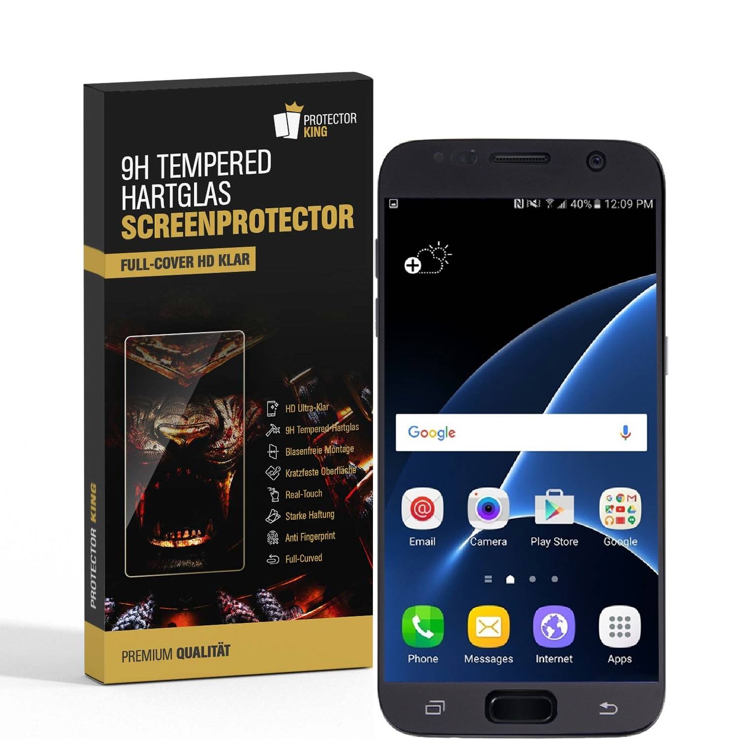 3x 9H Panzerglas für Samsung Galaxy S7 FULL CURVED Displayschutz Panzerfolie Schutzfolie Schutzglas DisplayglasHartglas echtes Tempered