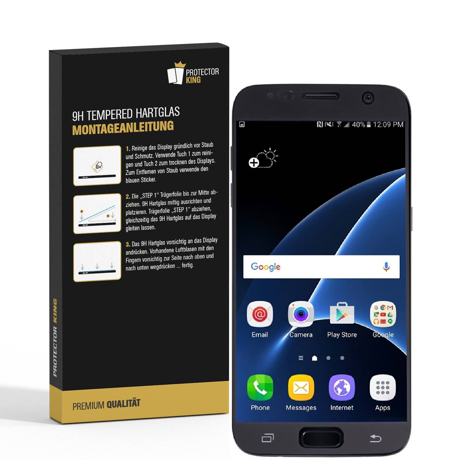 3x 9H Panzerglas für Samsung Galaxy S7 FULL CURVED Displayschutz Panzerfolie Schutzfolie Schutzglas DisplayglasHartglas echtes Tempered