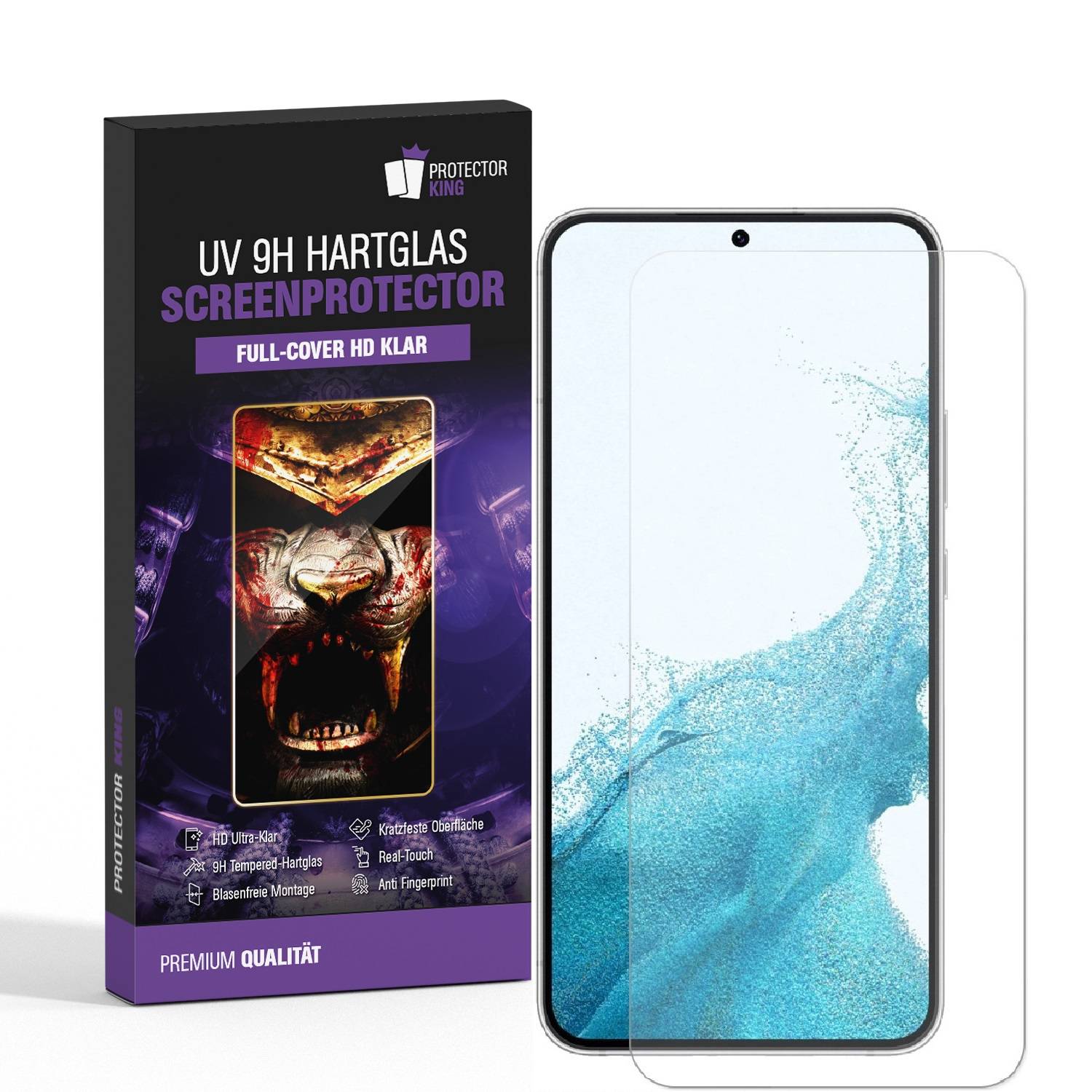 3x 9H Panzerglas für Samsung Galaxy S22 Full-Screen Protector HD klar UV-Liquid Tempered Hartglas Displayschutz Schutzglas