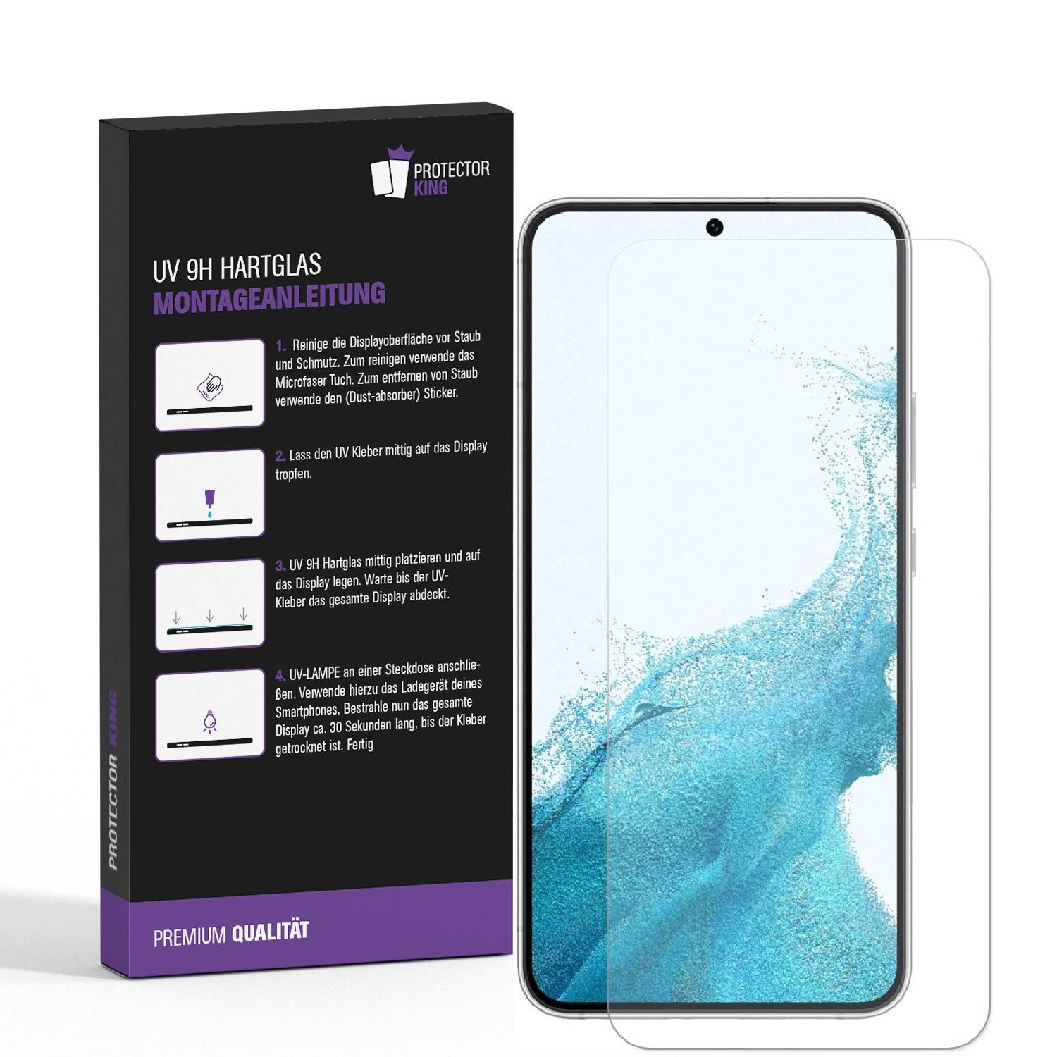 2x 9H Panzerglas für Samsung Galaxy S22 Plus Full-Screen Protector HD klar UV-Liquid Tempered Hartglas Displayschutz Schutzglas