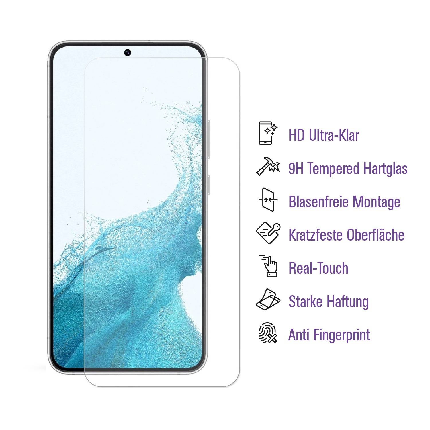 2x 9H Panzerglas für Samsung Galaxy S22 Plus Full-Screen Protector HD klar UV-Liquid Tempered Hartglas Displayschutz Schutzglas